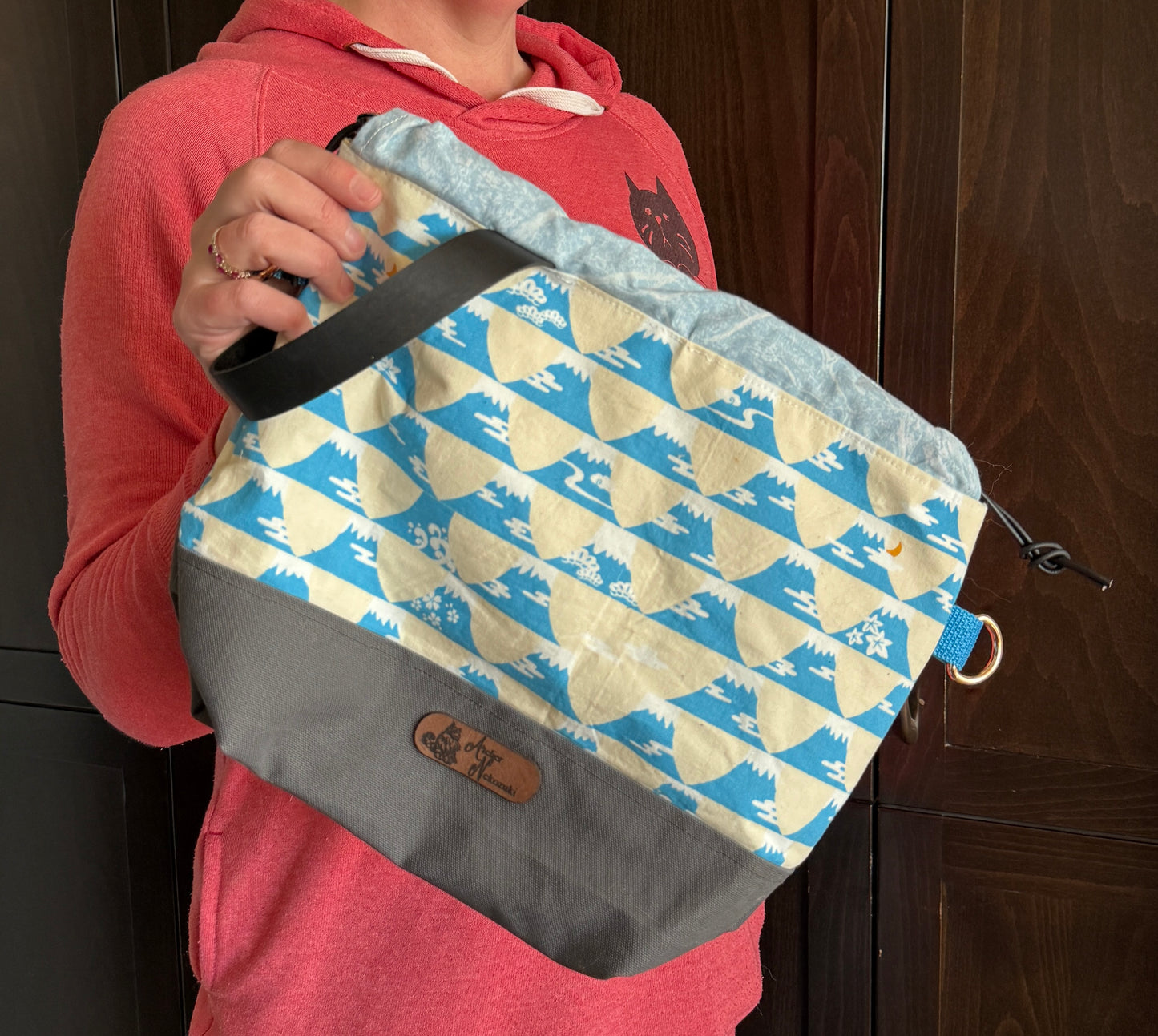 Kato Drawstring Bag | Made in Canada from Japanese Fabric | For Knitting, Crochet, and Everyday Purse Use