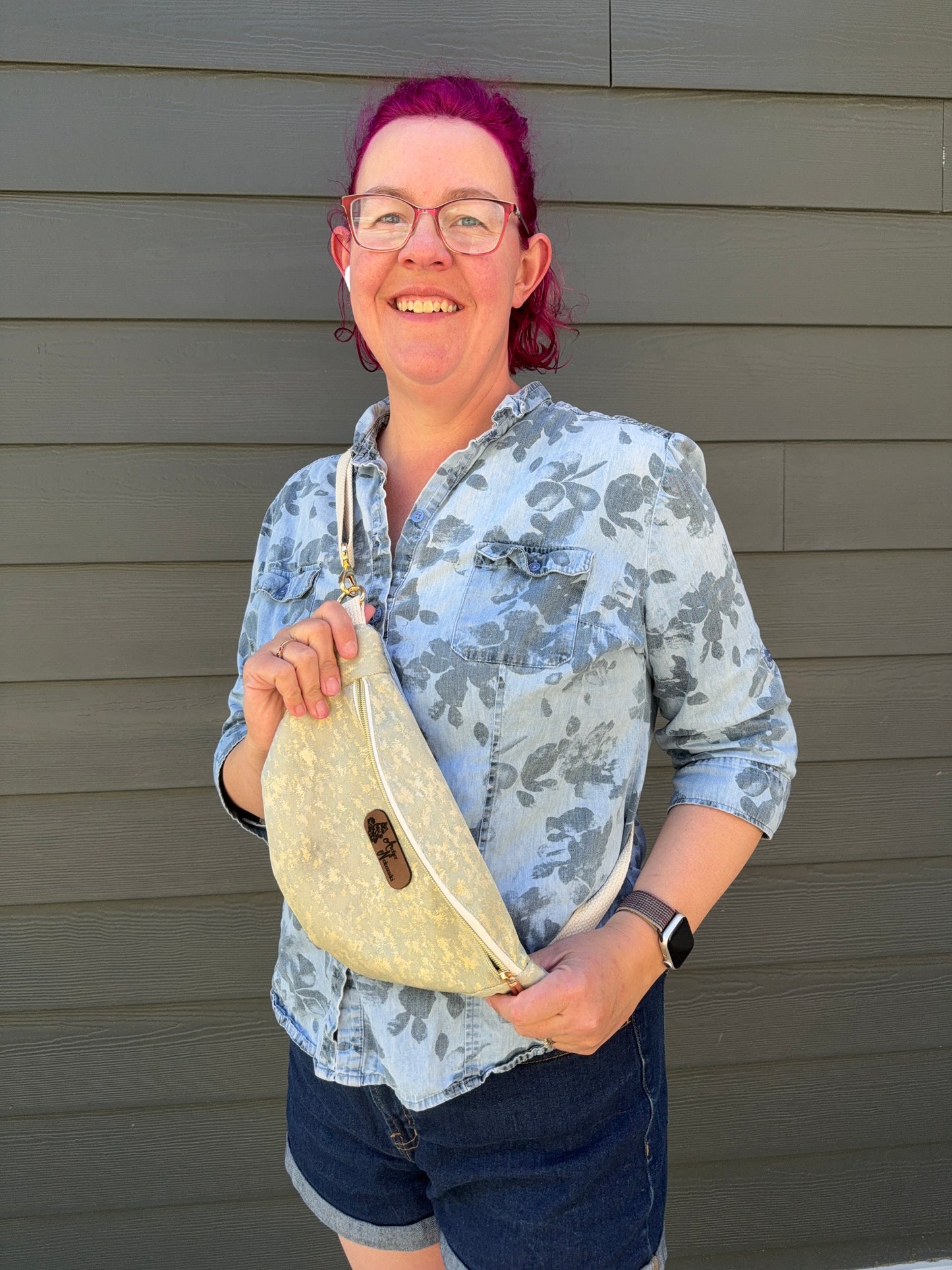 Upcycled Obi | Belt Bag | Raindrop Window Monochrome