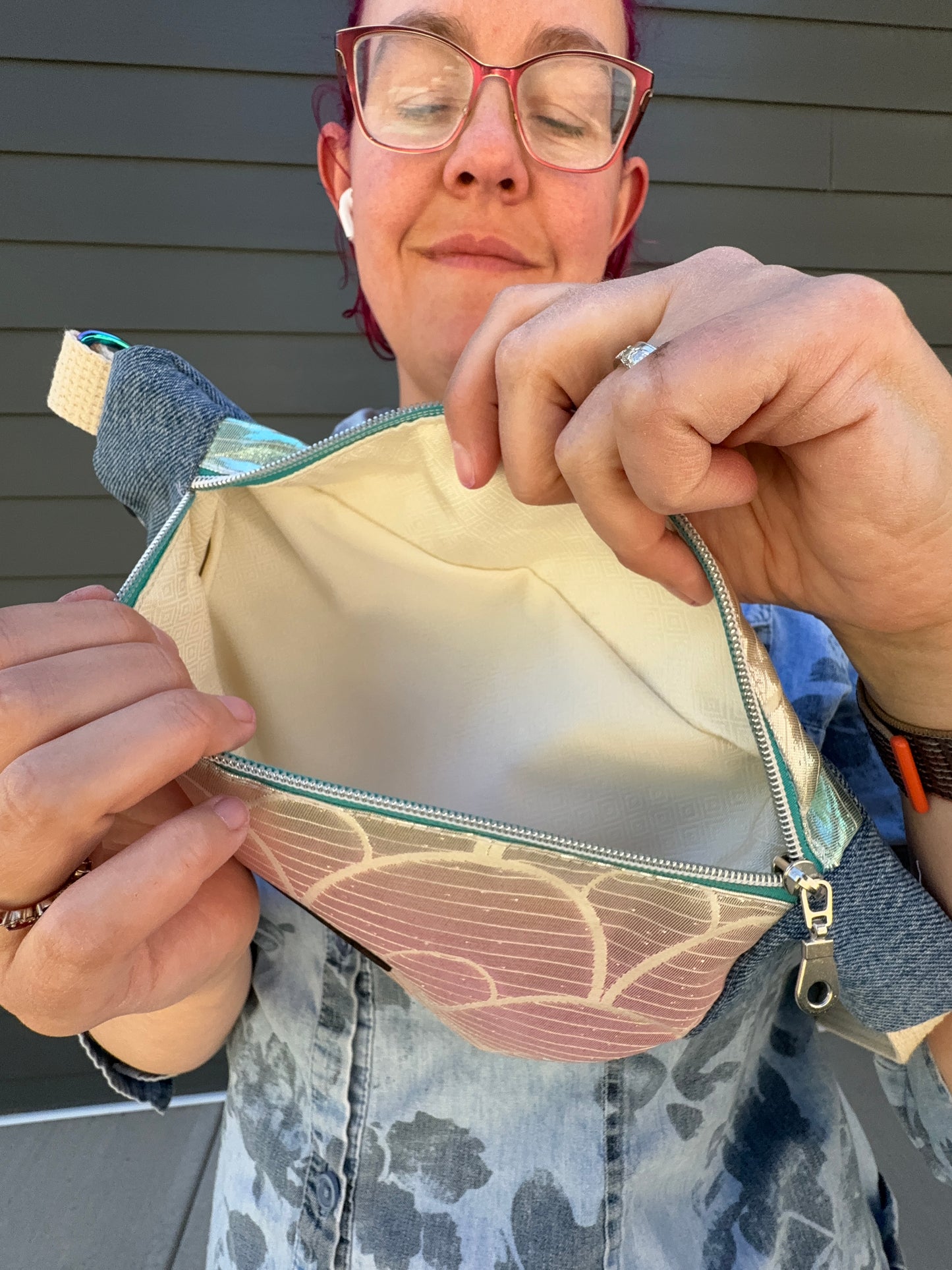 Upcycled Obi | Belt Bag | Mermaid Gradient Seigaiha