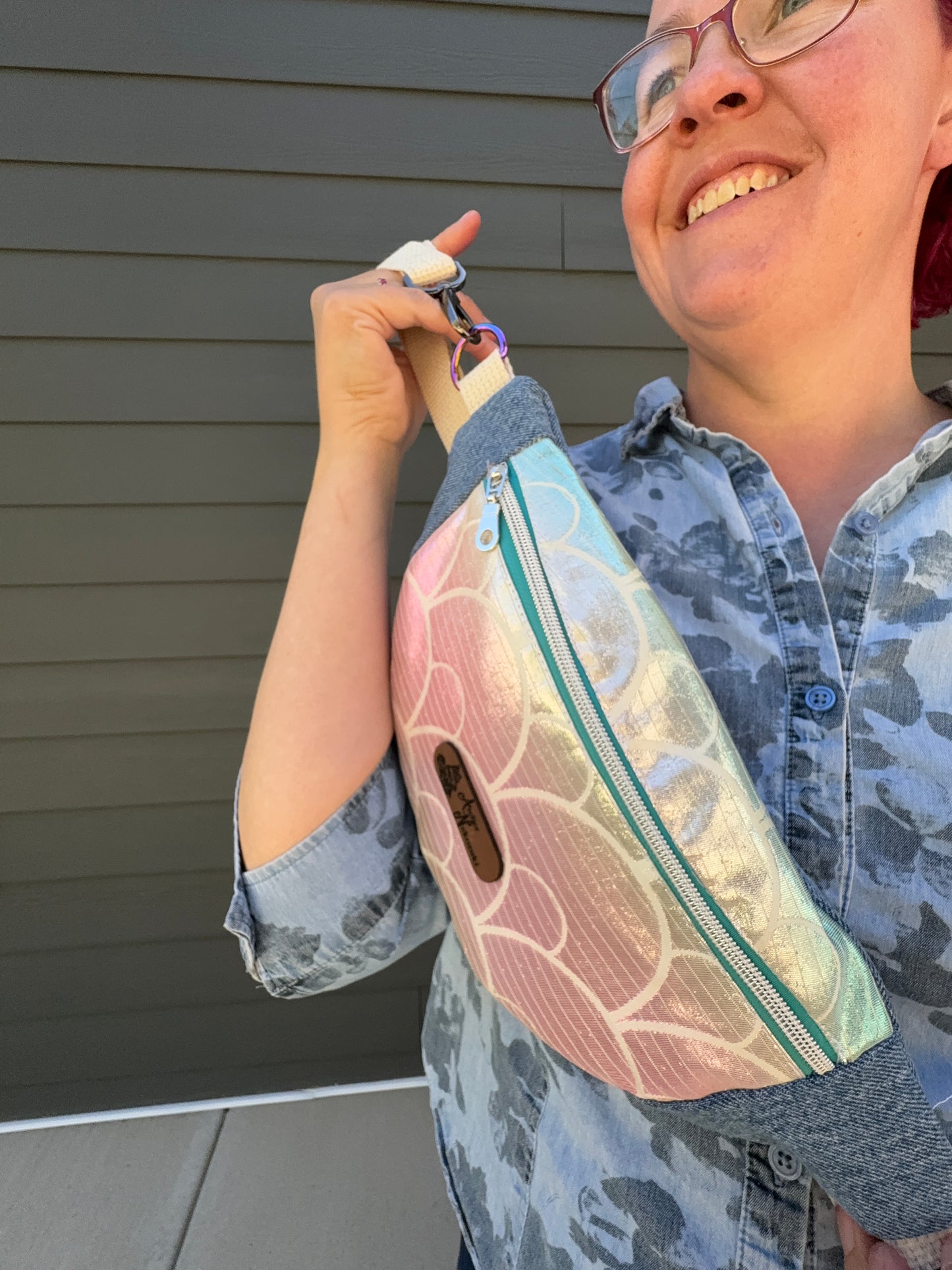 Upcycled Obi | Belt Bag | Mermaid Gradient Seigaiha