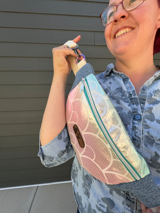 Upcycled Obi | Belt Bag | Mermaid Gradient Seigaiha