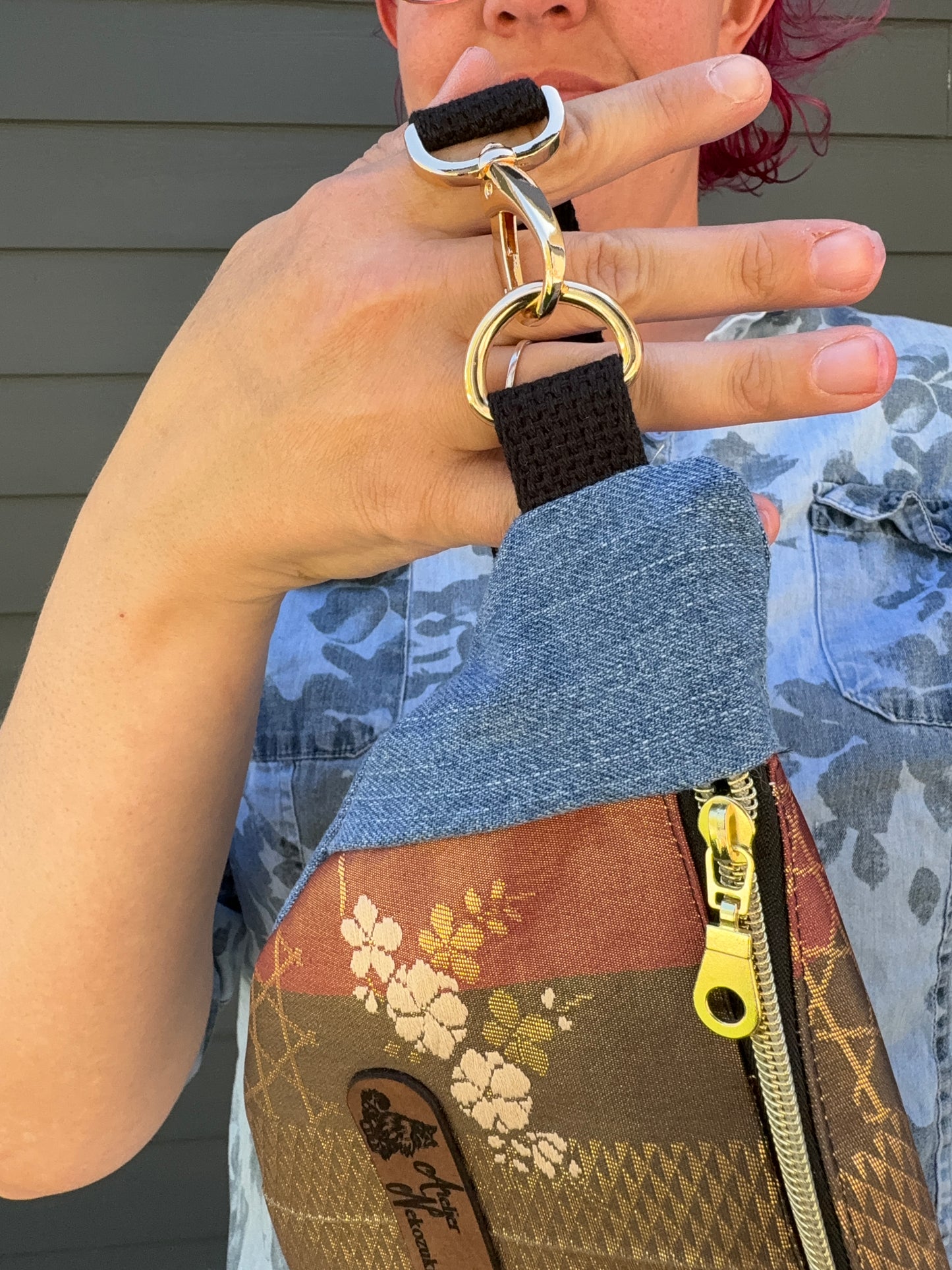 Upcycled Obi | Belt Bag | Butterfly Garden