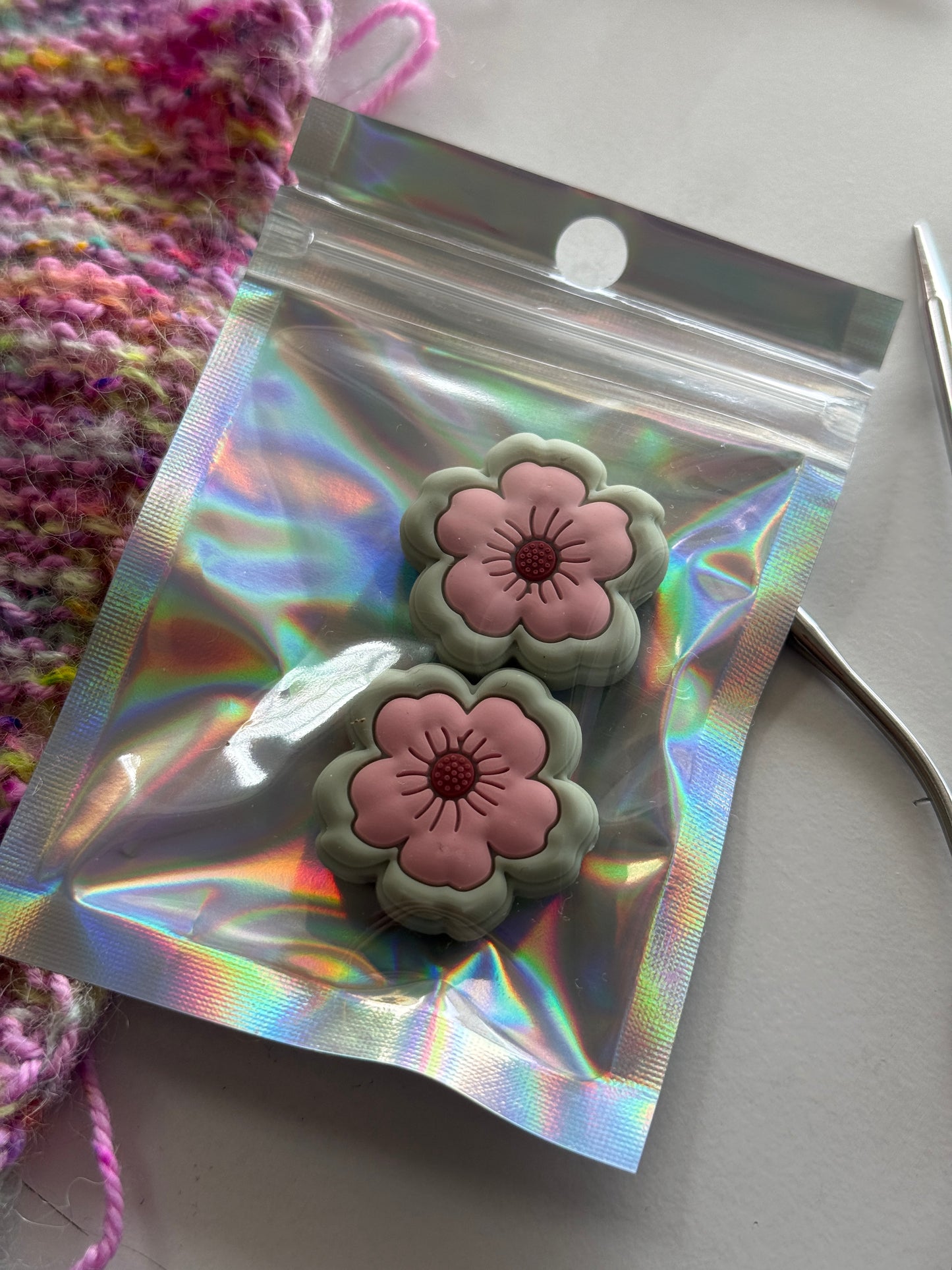 Sakura Stitch Stoppers | Silicone Knitting Needle Protectors