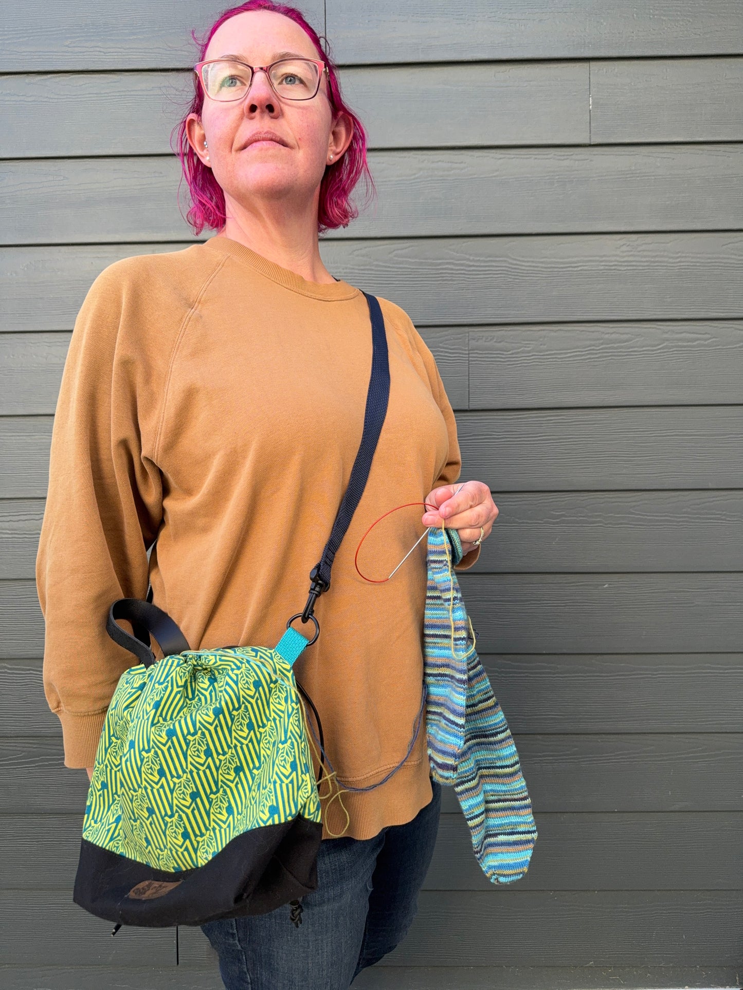 Kato Drawstring Bag | Made in Canada from Japanese Fabric | For Knitting, Crochet, and Everyday Purse Use