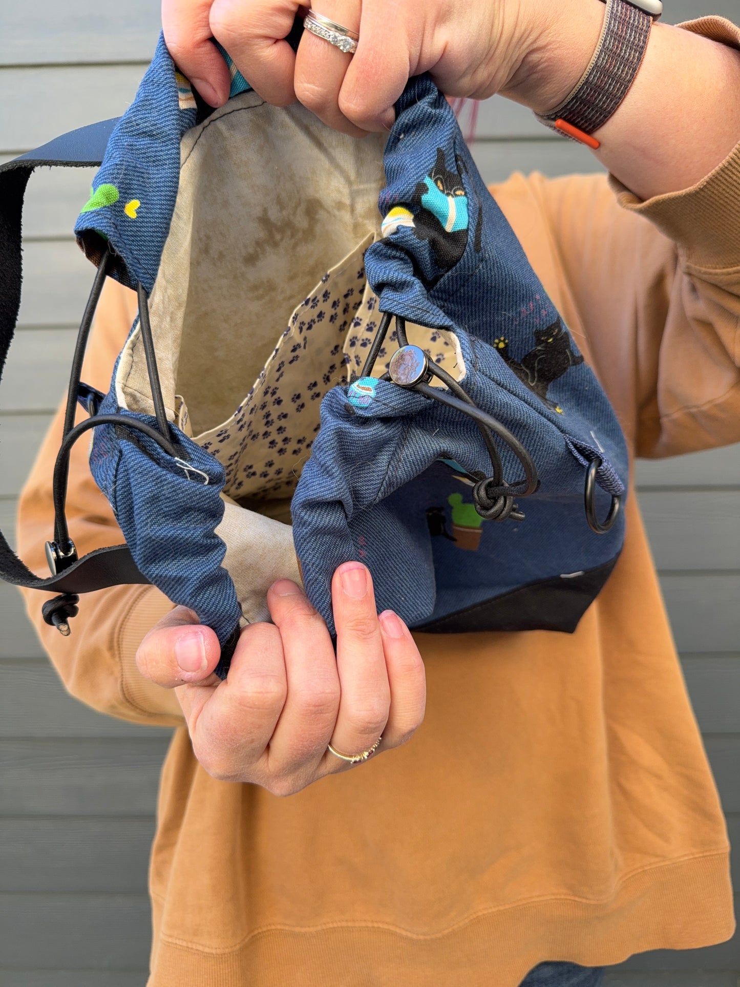 Kato Drawstring Bag | Made in Canada from Japanese Fabric | For Knitting, Crochet, and Everyday Purse Use