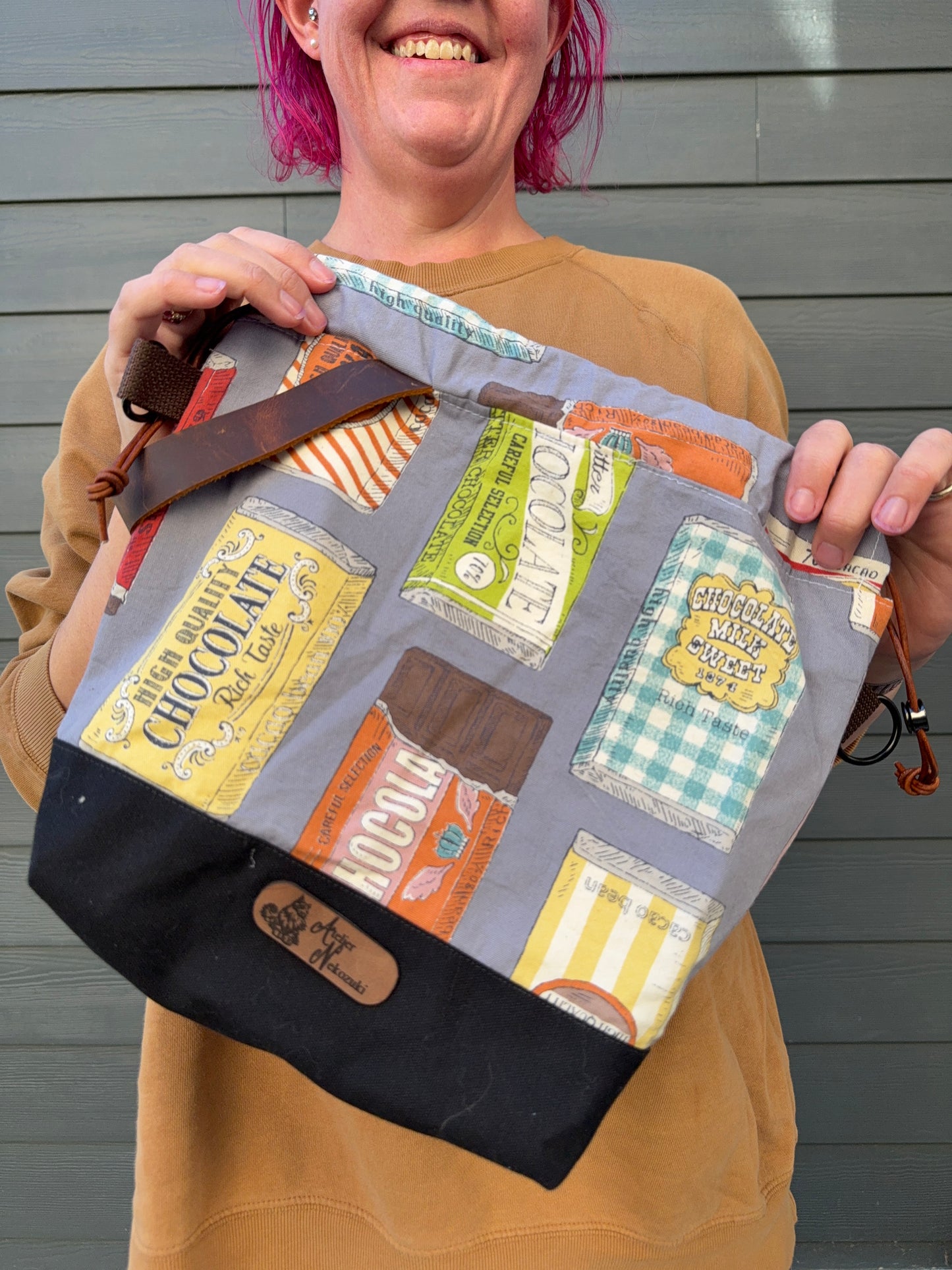 Kato Drawstring Bag | Made in Canada from Japanese Fabric | For Knitting, Crochet, and Everyday Purse Use