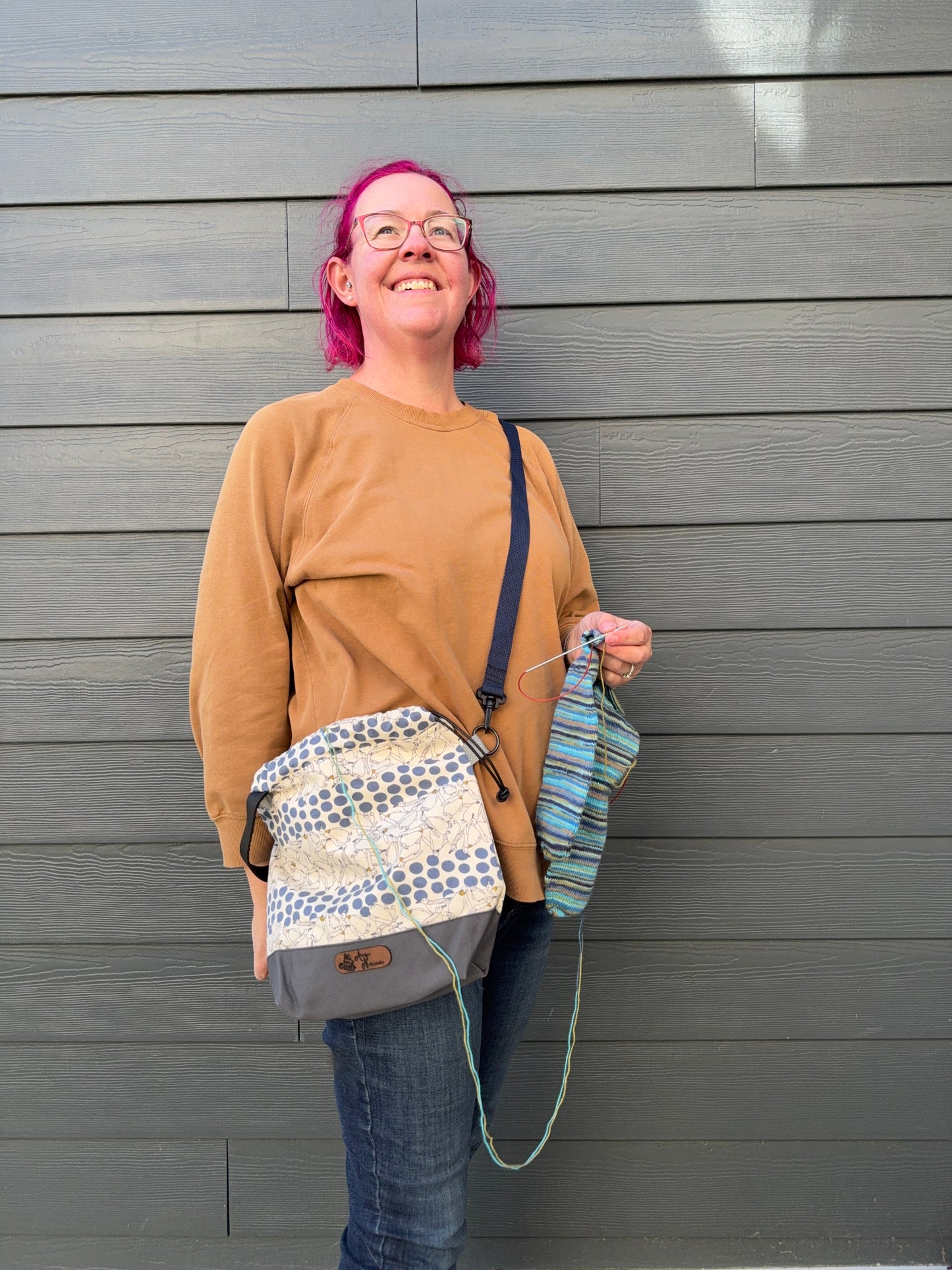 Kato Drawstring Bag | Made in Canada from Japanese Fabric | For Knitting, Crochet, and Everyday Purse Use