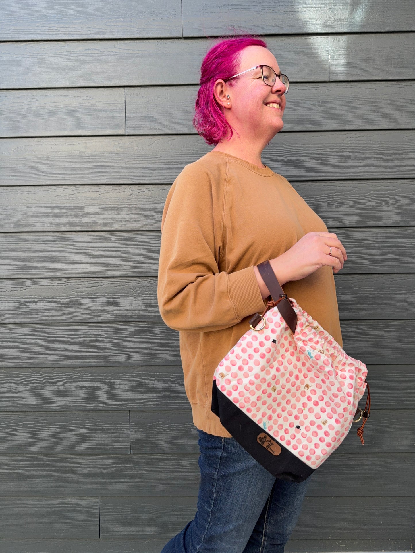 Kato Drawstring Bag | Made in Canada from Japanese Fabric | For Knitting, Crochet, and Everyday Purse Use