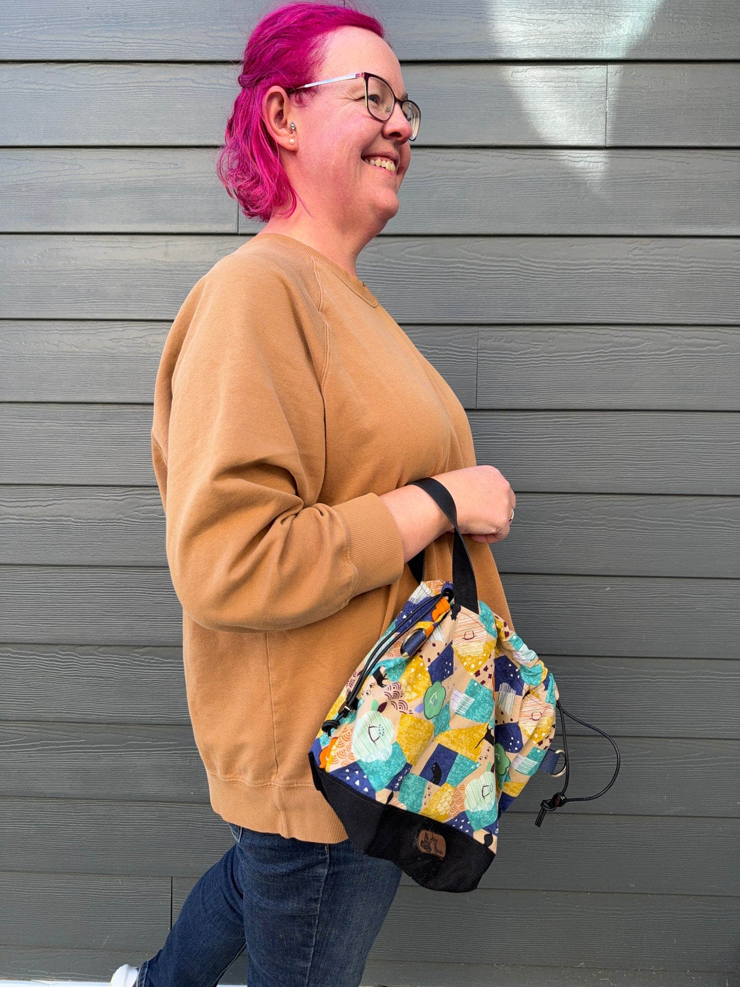 Kato Drawstring Bag | Made in Canada from Japanese Fabric | For Knitting, Crochet, and Everyday Purse Use