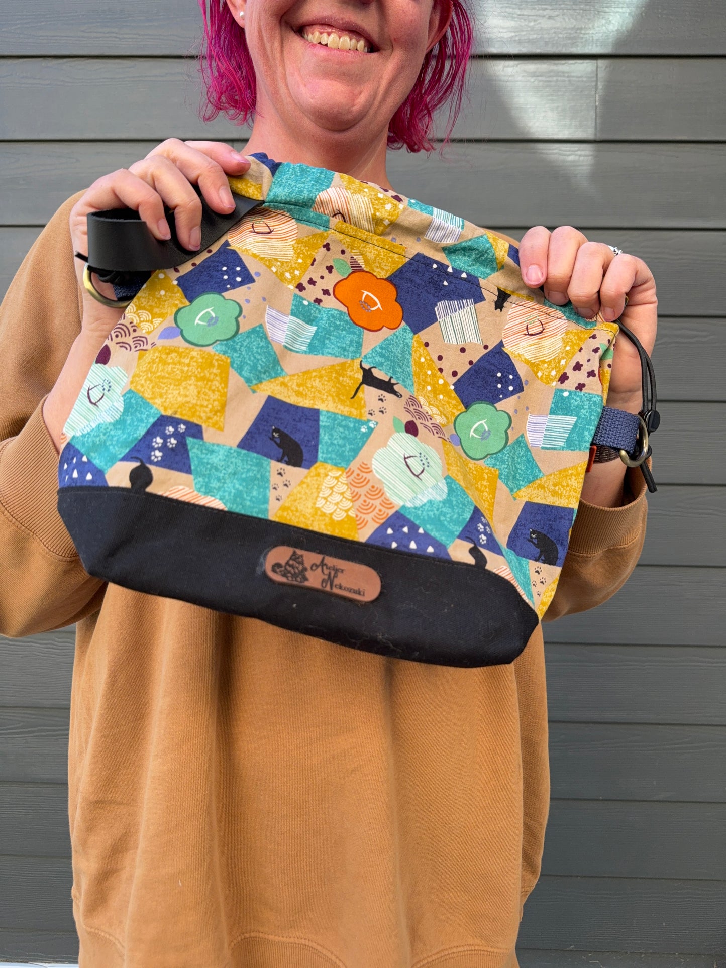 Kato Drawstring Bag | Made in Canada from Japanese Fabric | For Knitting, Crochet, and Everyday Purse Use