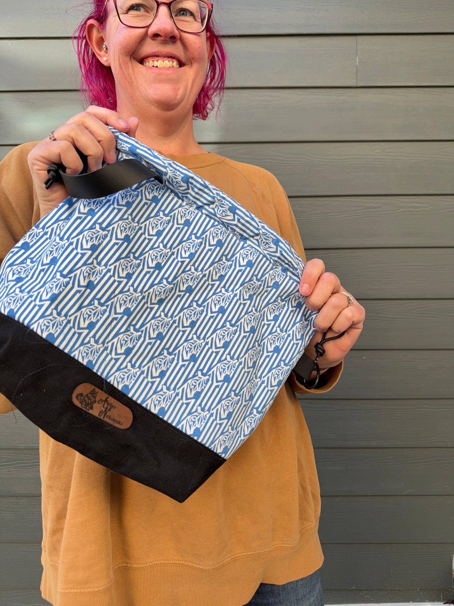 Kato Drawstring Bag | Made in Canada from Japanese Fabric | For Knitting, Crochet, and Everyday Purse Use