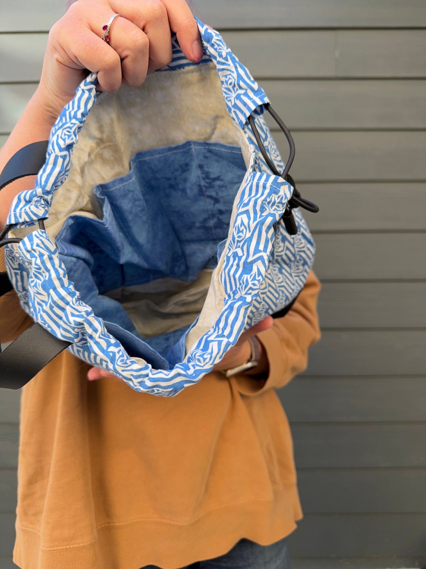 Kato Drawstring Bag | Made in Canada from Japanese Fabric | For Knitting, Crochet, and Everyday Purse Use