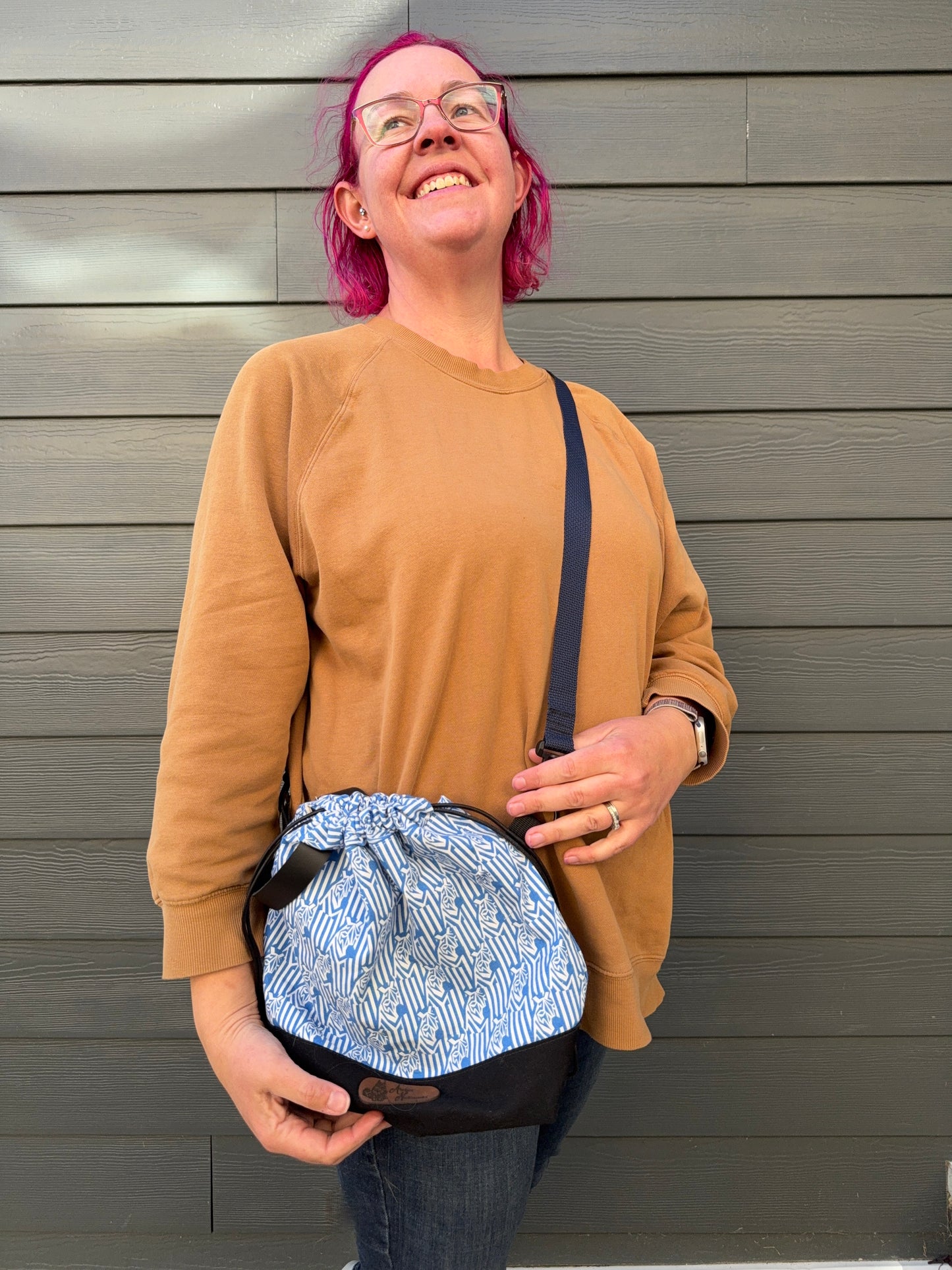 Kato Drawstring Bag | Made in Canada from Japanese Fabric | For Knitting, Crochet, and Everyday Purse Use