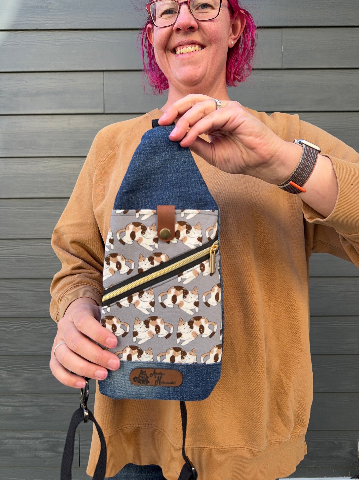 Mini Traveller Sling | Upcycled Denim and Hand-Selected Japanese Fabric | Made in Canada