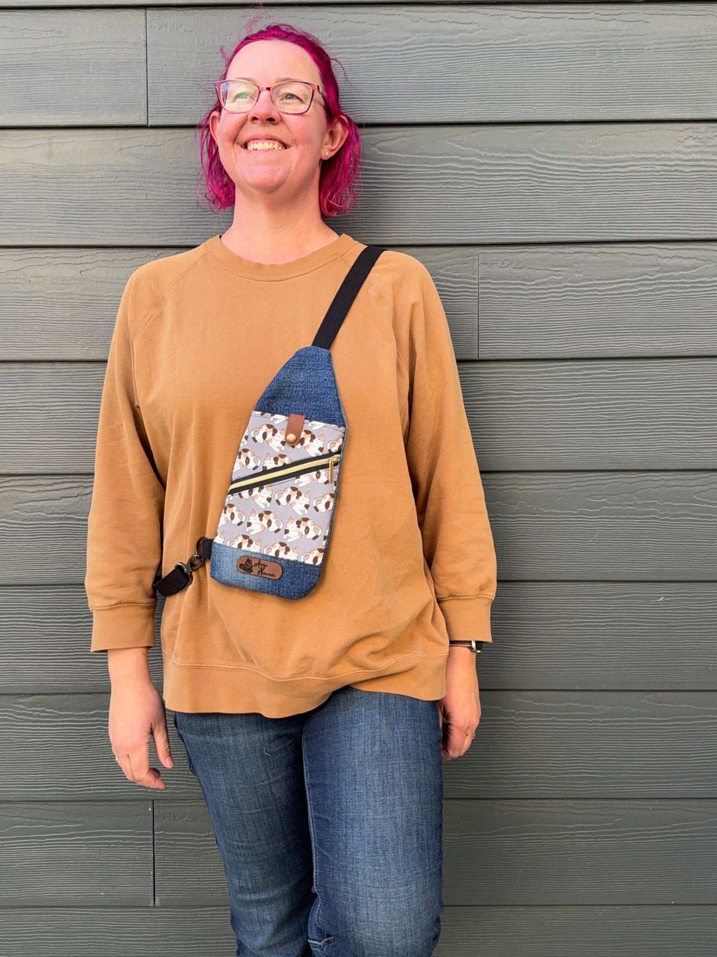 Mini Traveller Sling | Upcycled Denim and Hand-Selected Japanese Fabric | Made in Canada