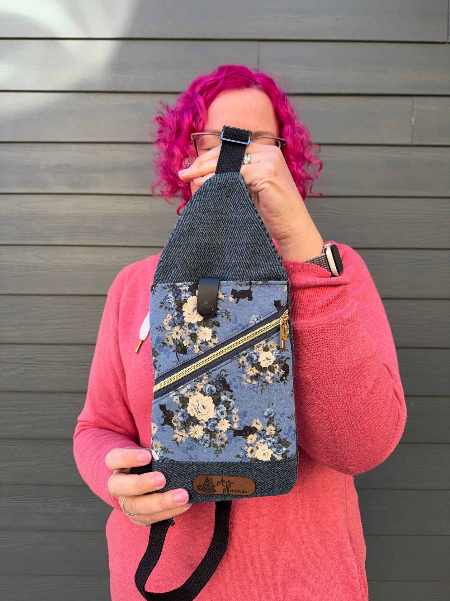 Mini Traveller Sling | Upcycled Denim and Hand-Selected Japanese Fabric | Made in Canada