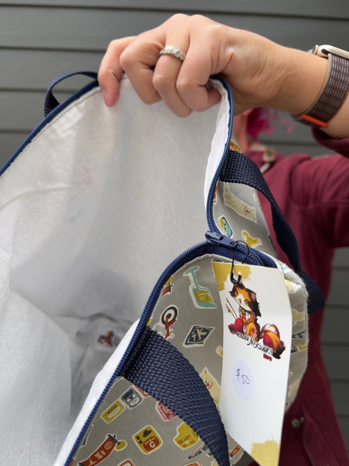 Canvas Bottom Tote Bag | Made in Canada from Japanese Fabric | For Knitting, Crocheting, Books, and More!