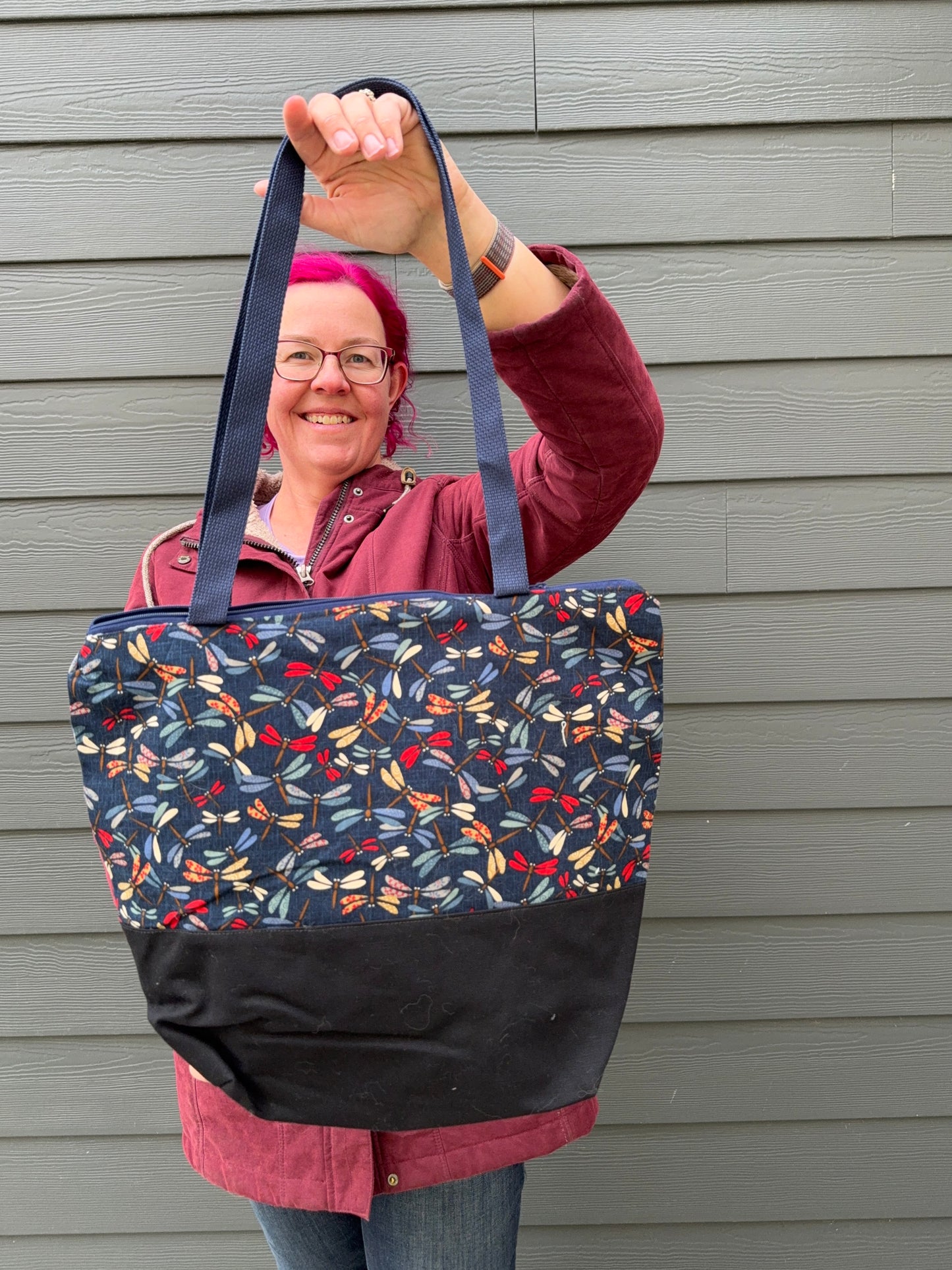 Canvas Bottom Tote Bag | Made in Canada from Japanese Fabric | For Knitting, Crocheting, Books, and More!