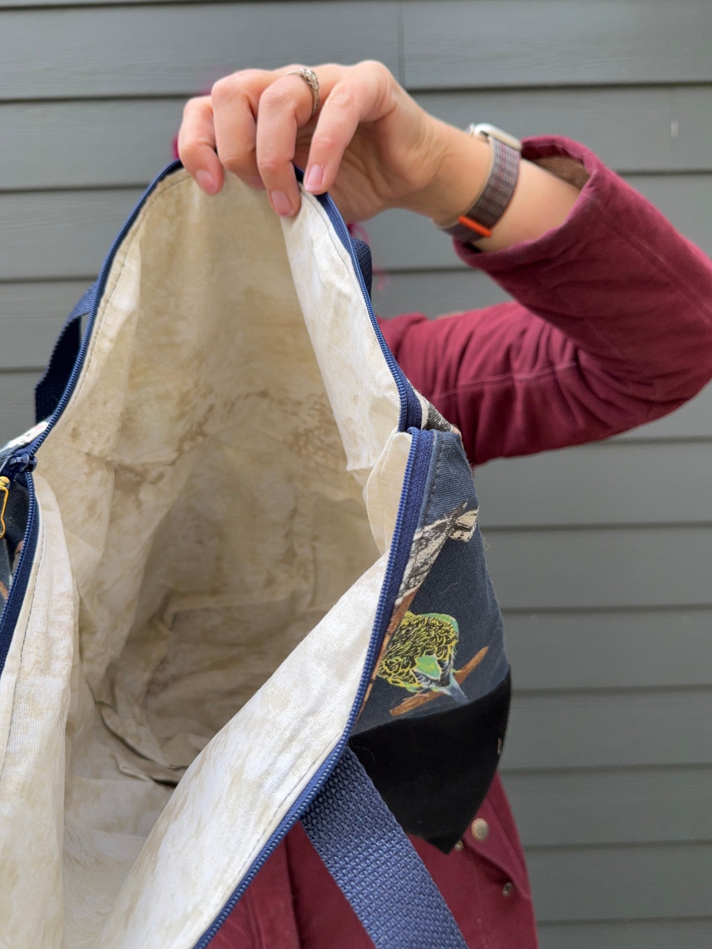 Canvas Bottom Tote Bag | Made in Canada from Japanese Fabric | For Knitting, Crocheting, Books, and More!