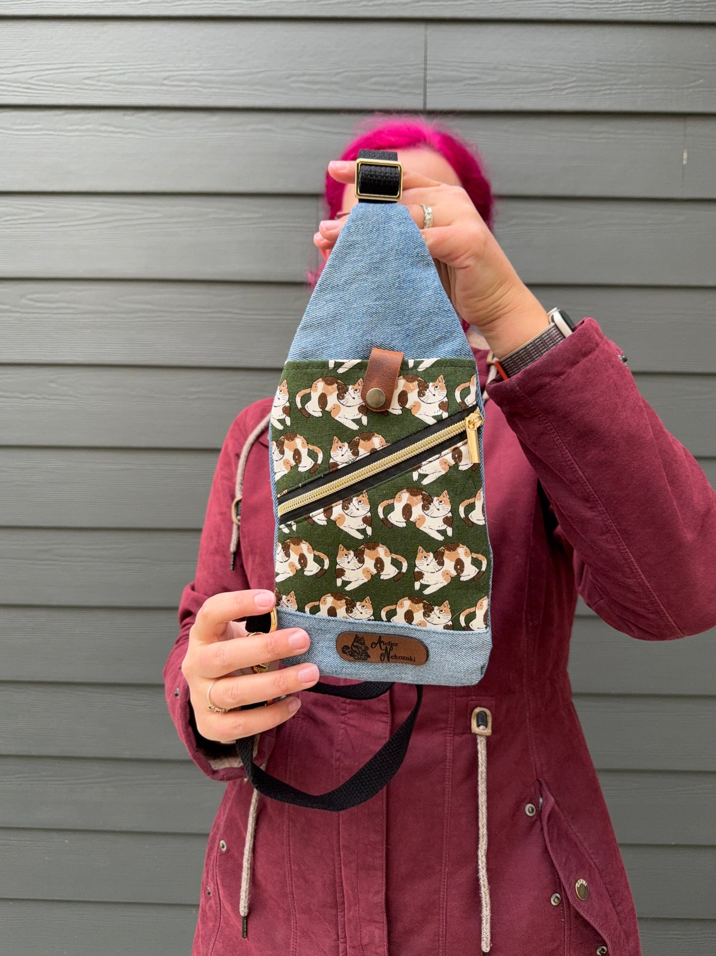 Mini Traveller Sling | Upcycled Denim and Hand-Selected Japanese Fabric | Made in Canada