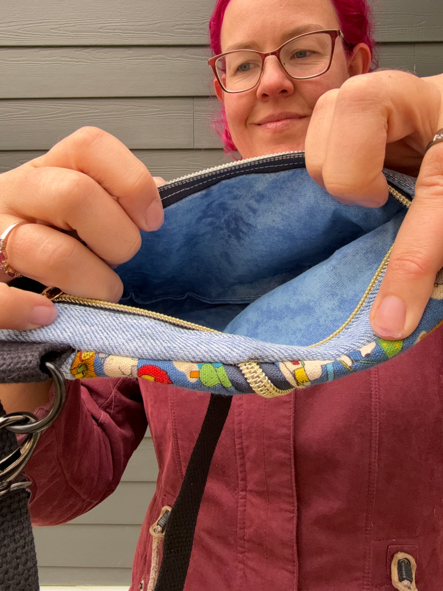 Mini Traveller Sling | Upcycled Denim and Hand-Selected Japanese Fabric | Made in Canada