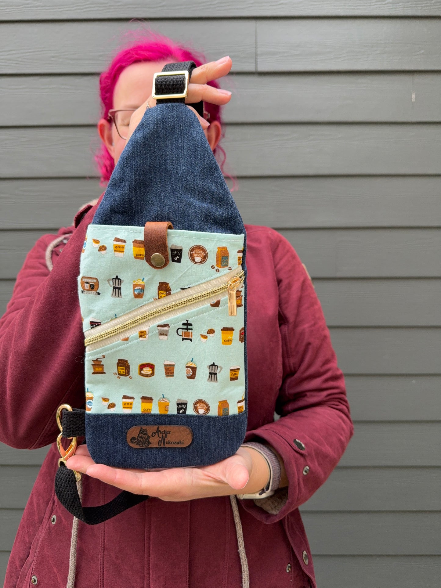 Mini Traveller Sling | Upcycled Denim and Hand-Selected Japanese Fabric | Made in Canada