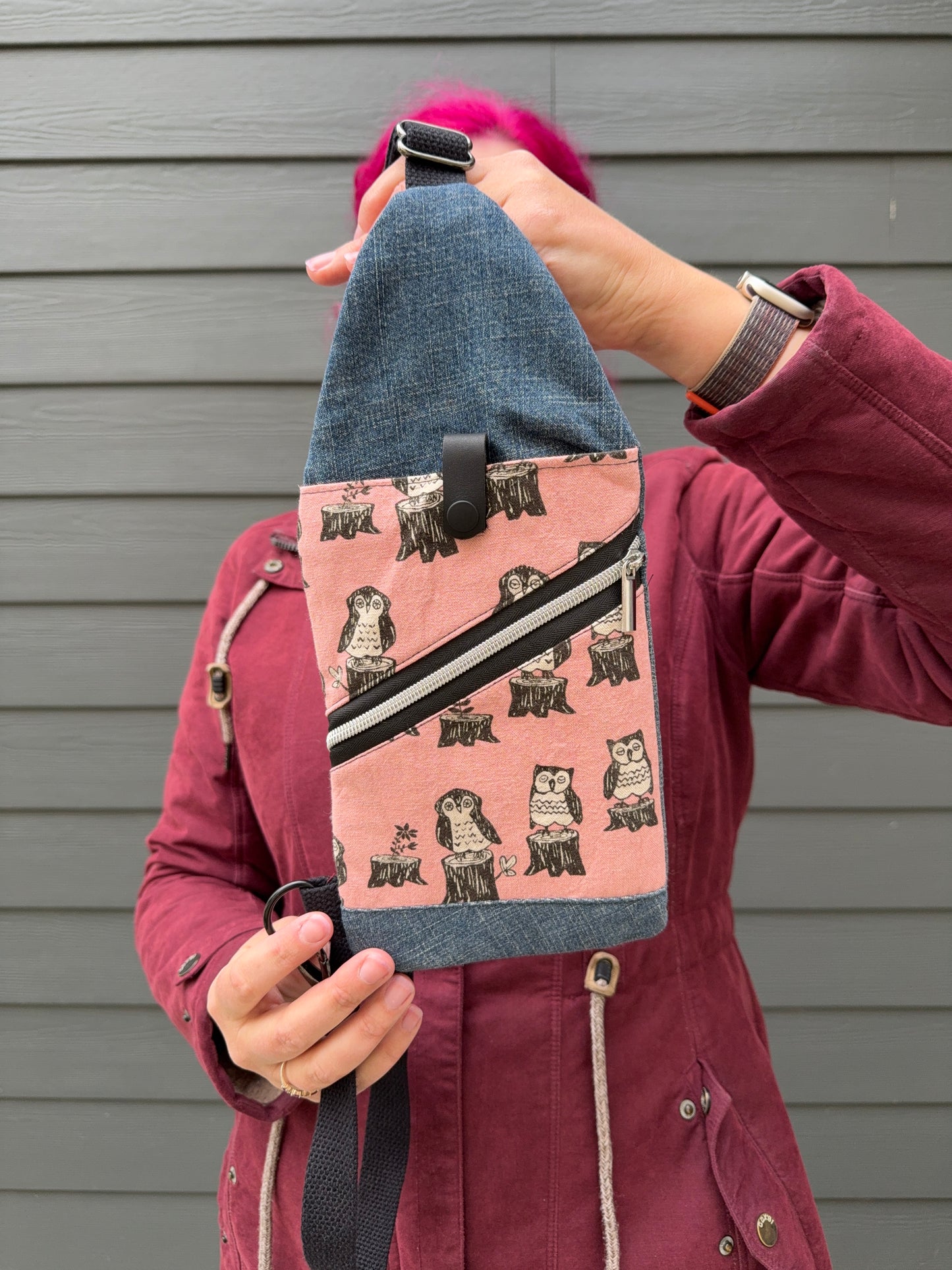 Mini Traveller Sling | Upcycled Denim and Hand-Selected Japanese Fabric | Made in Canada