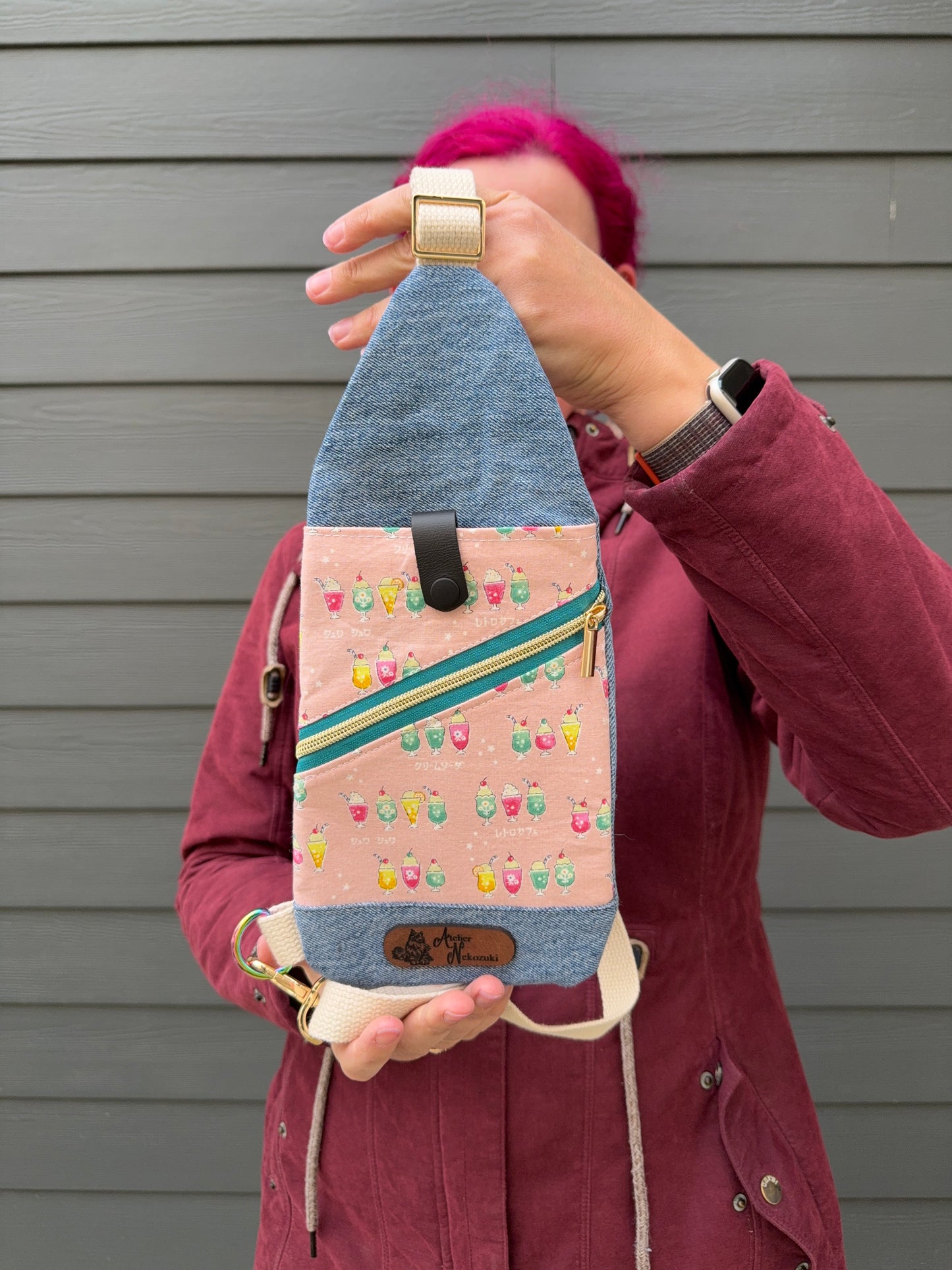 Mini Traveller Sling | Upcycled Denim and Hand-Selected Japanese Fabric | Made in Canada
