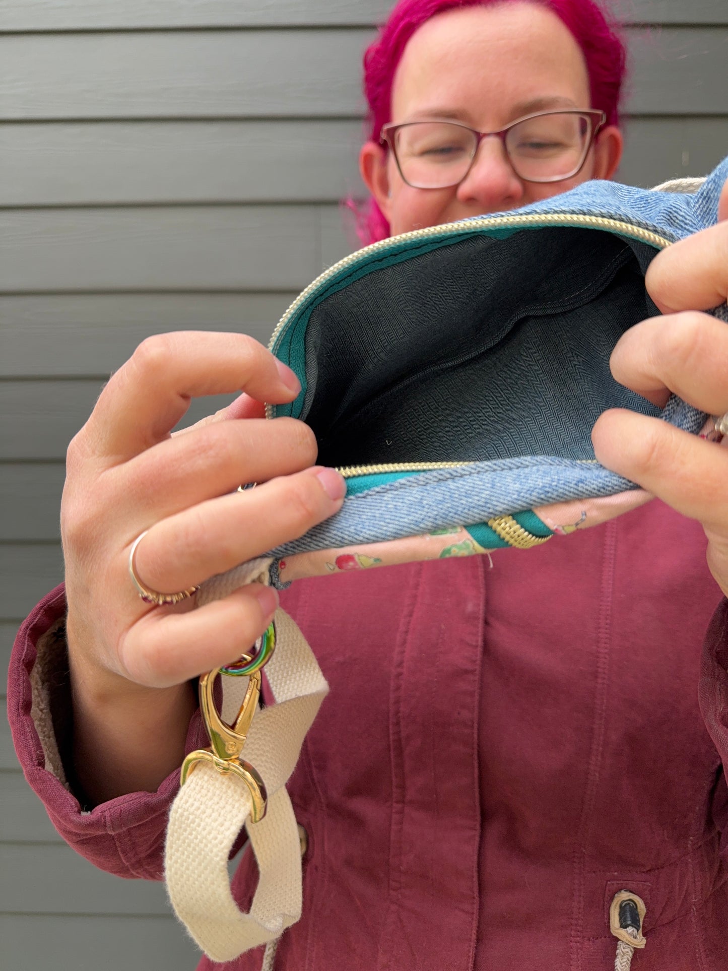 Mini Traveller Sling | Upcycled Denim and Hand-Selected Japanese Fabric | Made in Canada