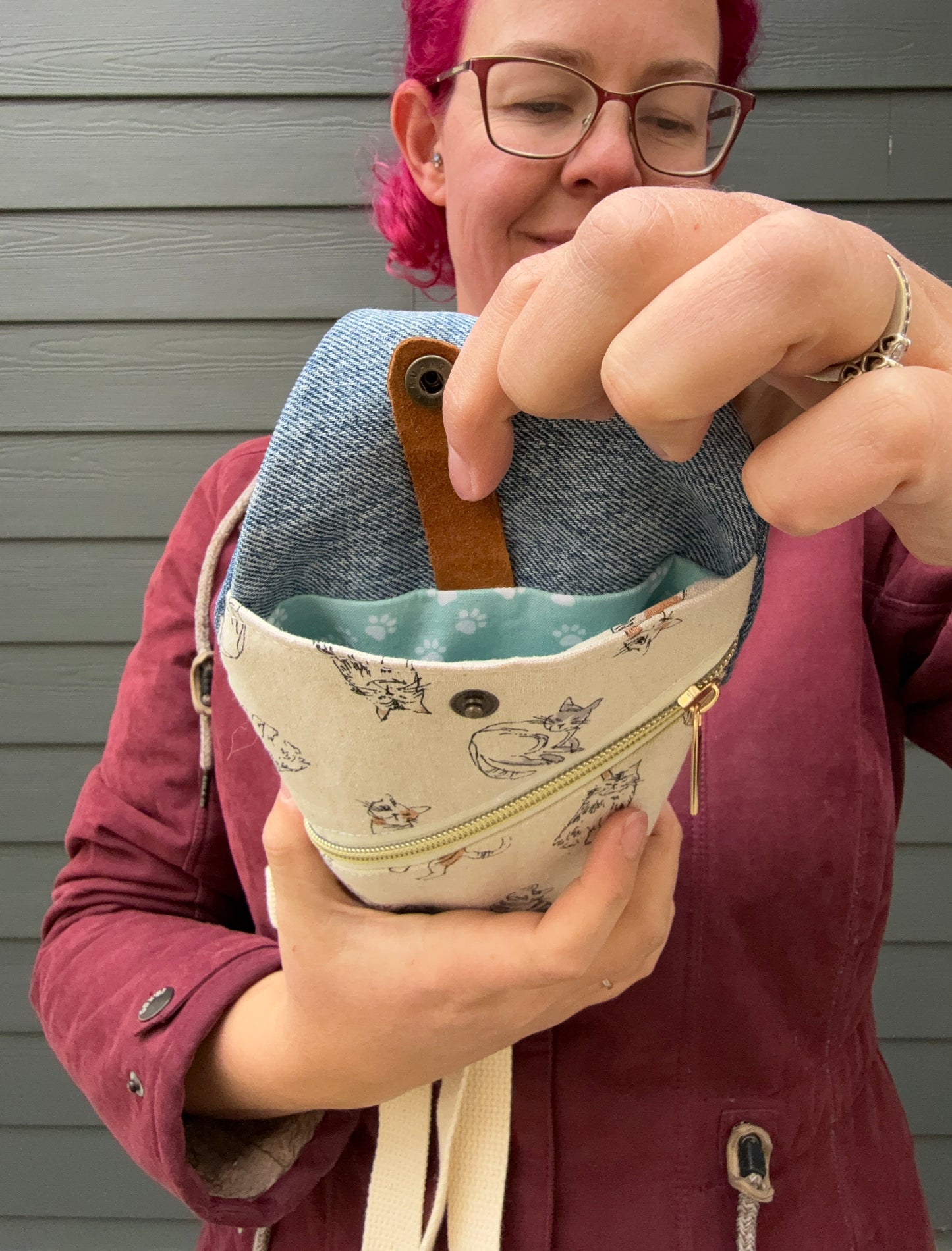 Mini Traveller Sling | Upcycled Denim and Hand-Selected Japanese Fabric | Made in Canada