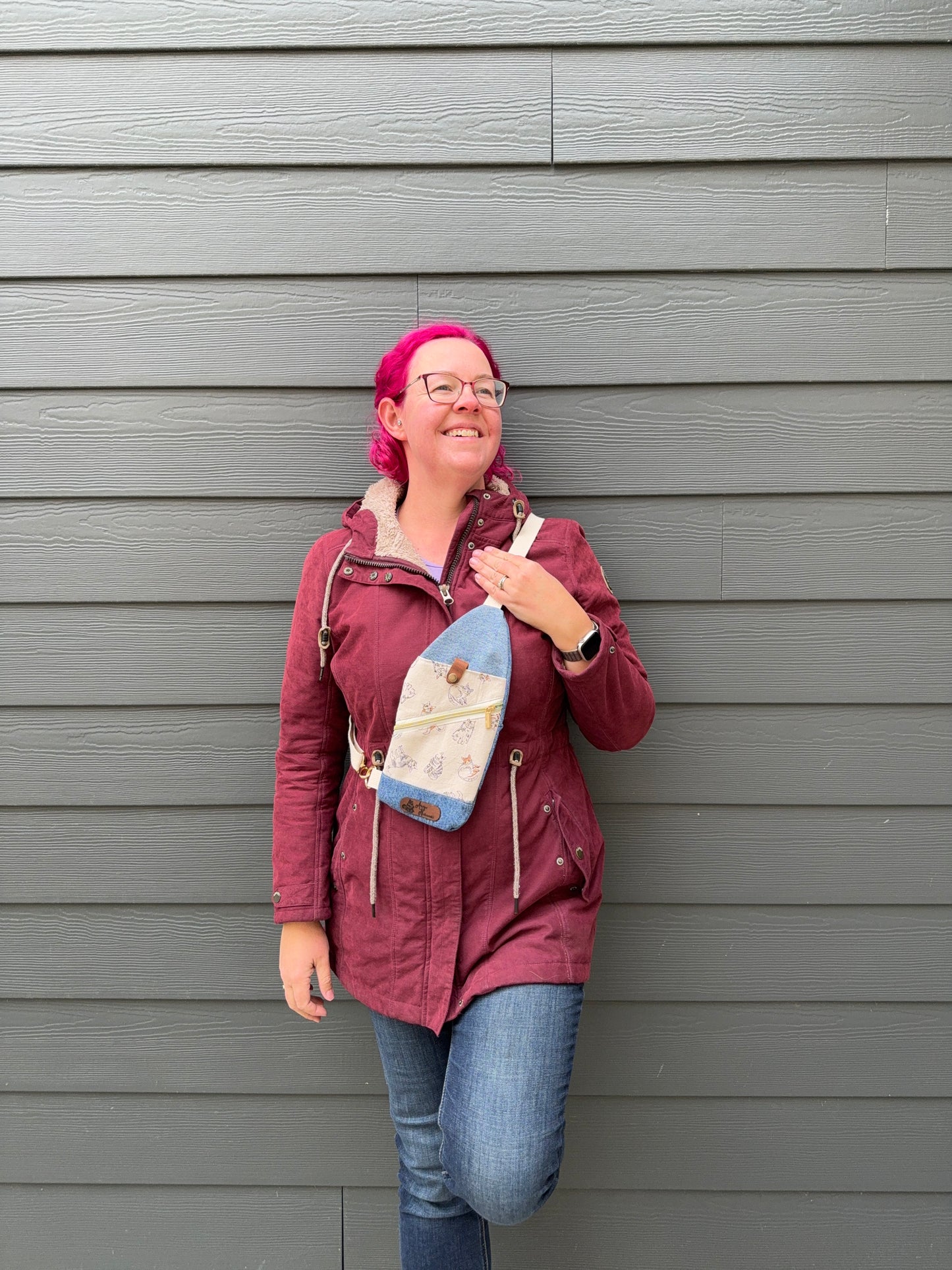 Mini Traveller Sling | Upcycled Denim and Hand-Selected Japanese Fabric | Made in Canada
