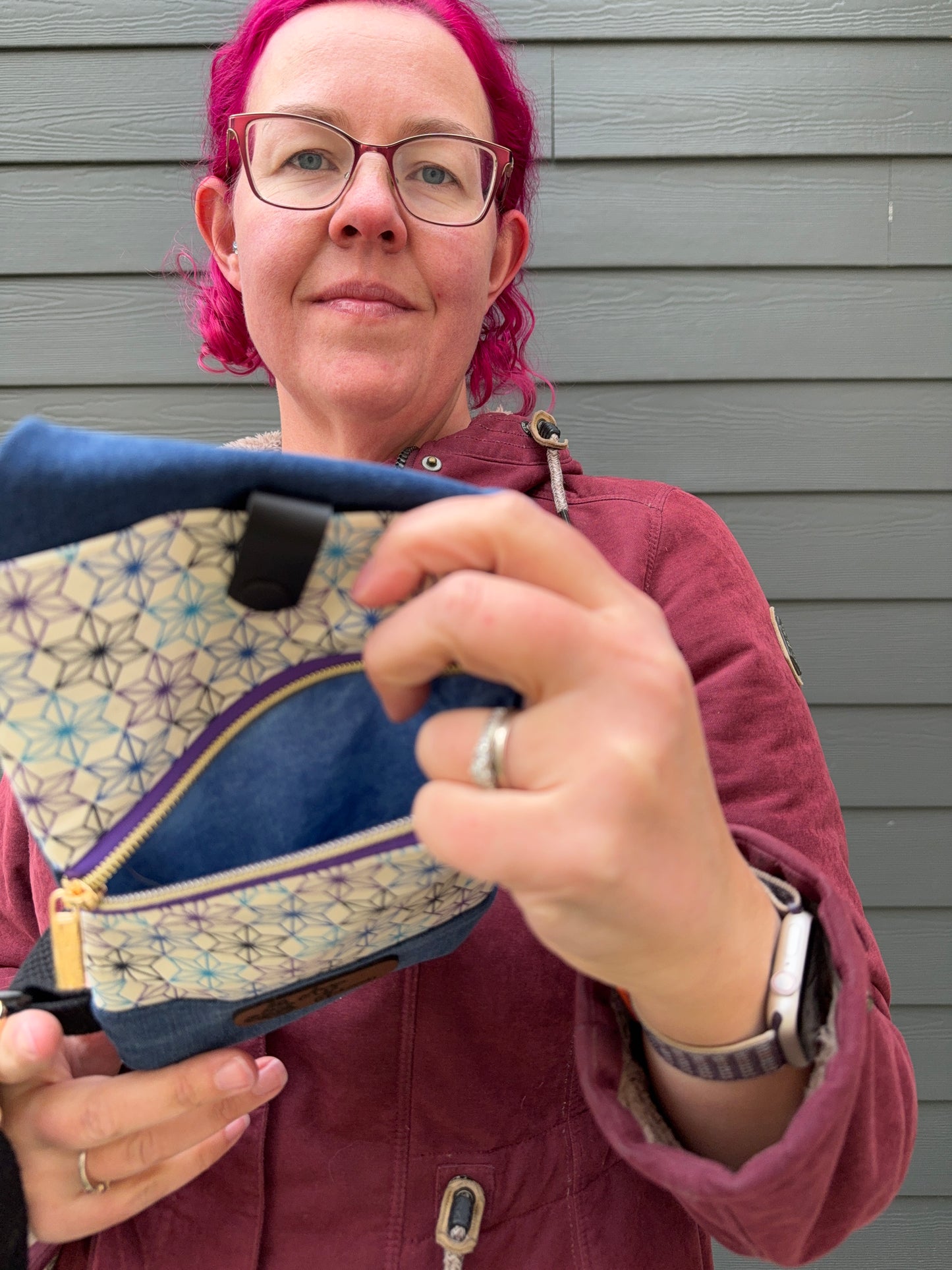 Mini Traveller Sling | Upcycled Denim and Hand-Selected Japanese Fabric | Made in Canada