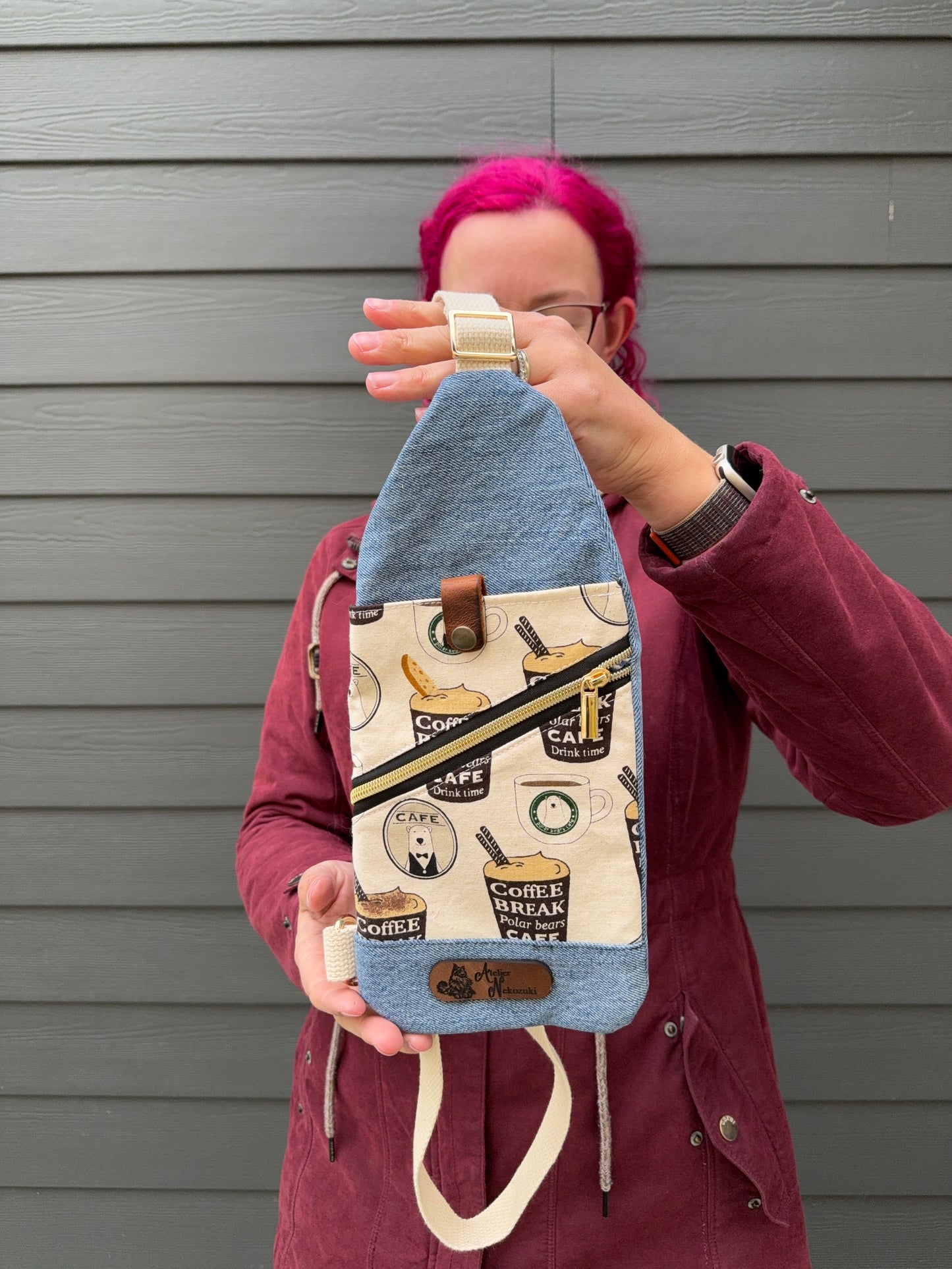 Mini Traveller Sling | Upcycled Denim and Hand-Selected Japanese Fabric | Made in Canada