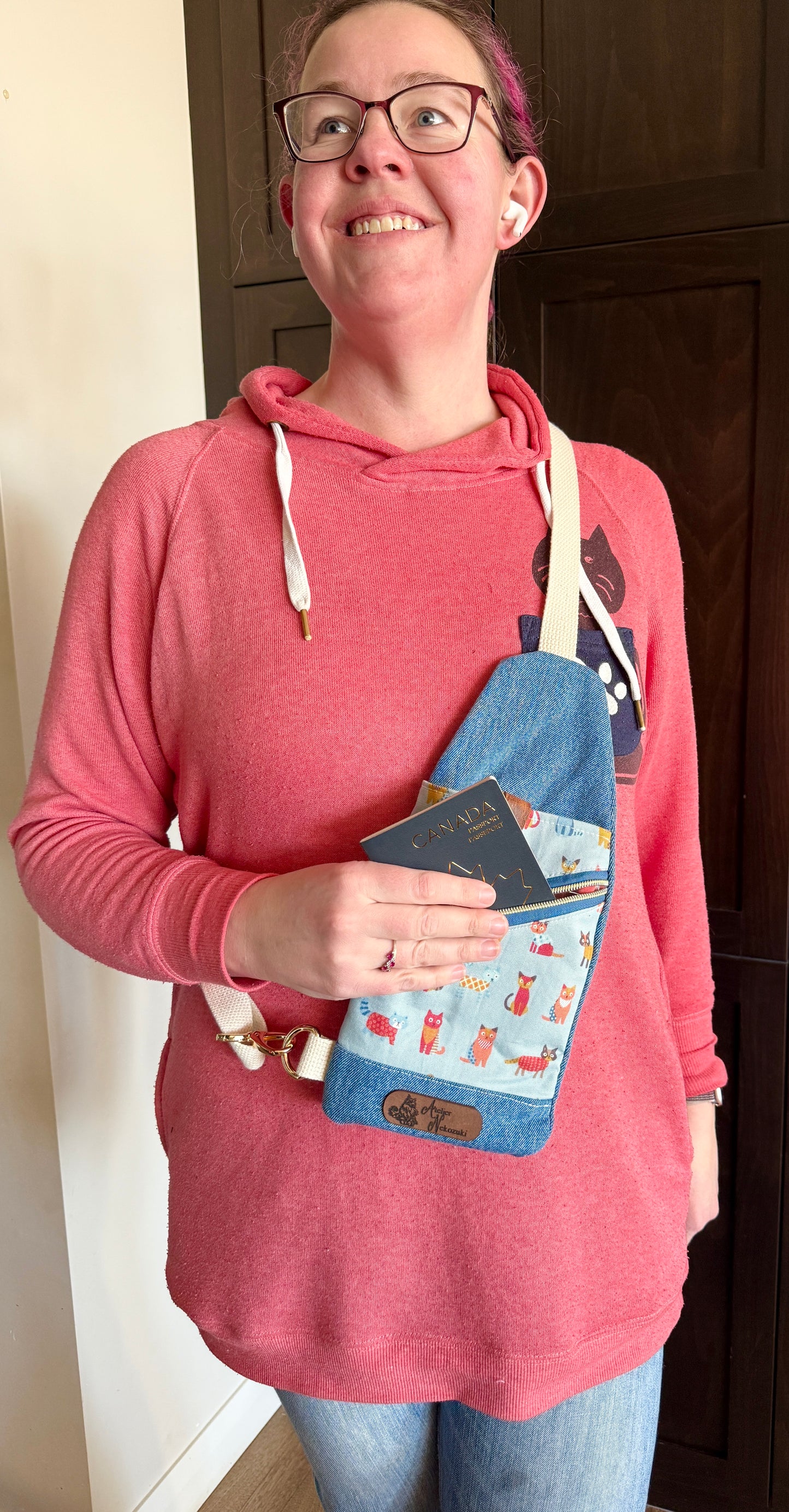 Mini Traveller Sling | Upcycled Denim and Hand-Selected Japanese Fabric | Made in Canada