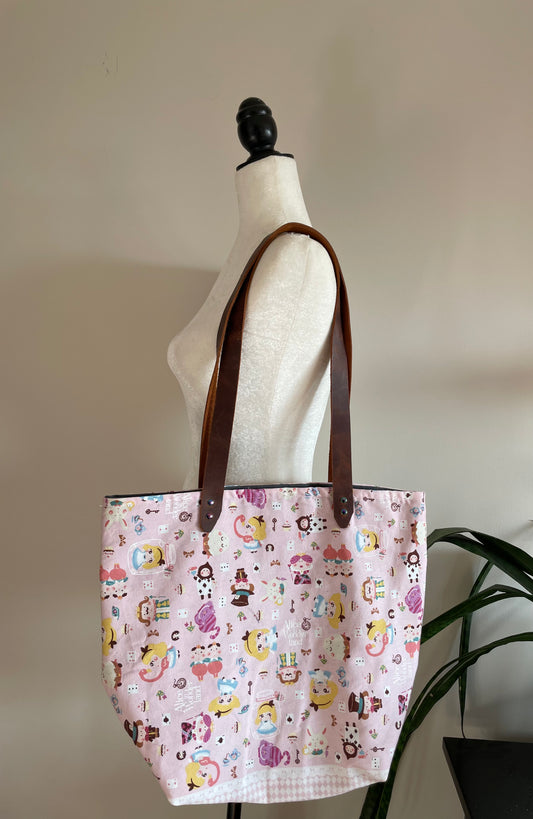 Luxe Tote Bag | Chibi Alice in Wonderland on Pink
