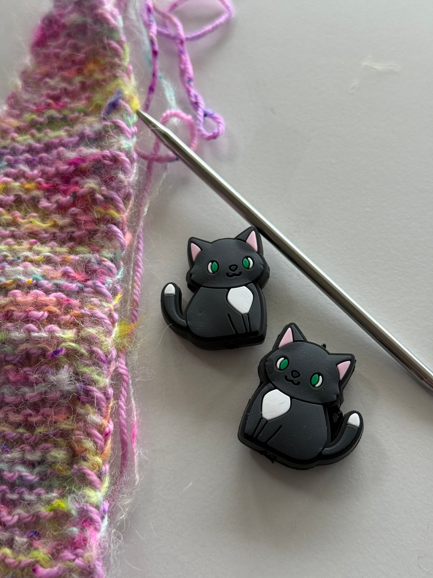 Cat Stitch Stoppers | Silicone Knitting Needle Point Protectors