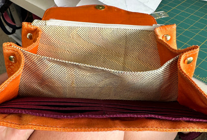 Upcycled Obi Necessary Clutch Wallet | Gold Flecked Orange with Intricate Weaving Detail