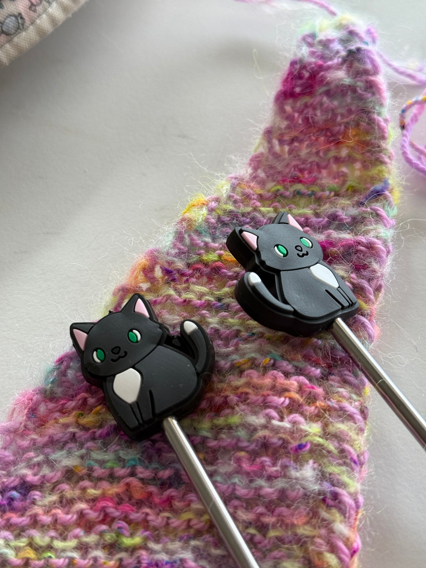 Cat Stitch Stoppers | Silicone Knitting Needle Point Protectors