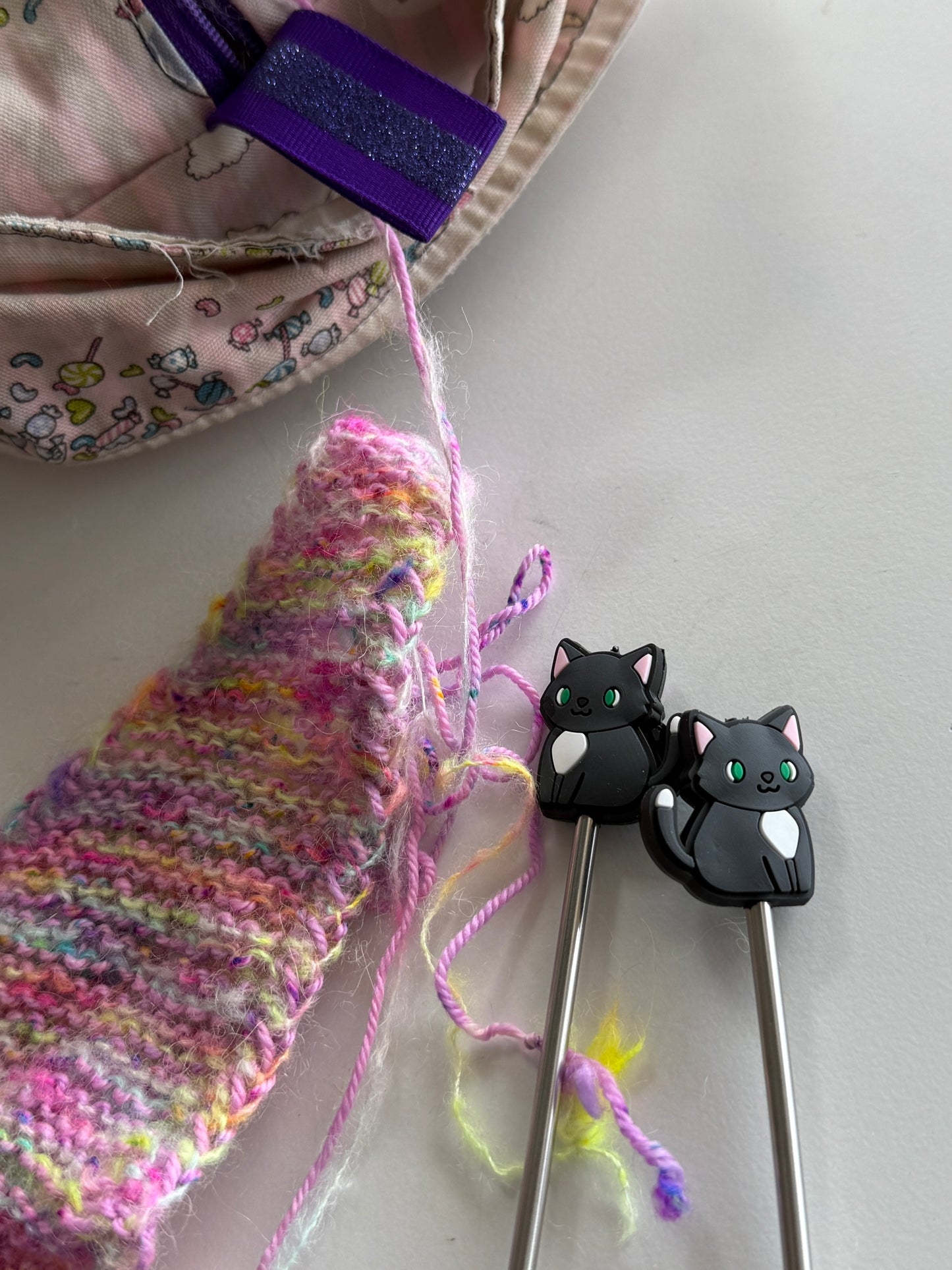 Cat Stitch Stoppers | Silicone Knitting Needle Point Protectors