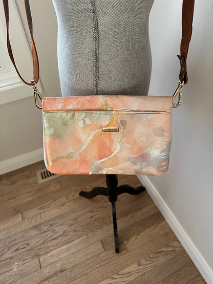 Upcycled Obi Cross Body Bag | Mineral Ripples in Pink | Glenda Purse