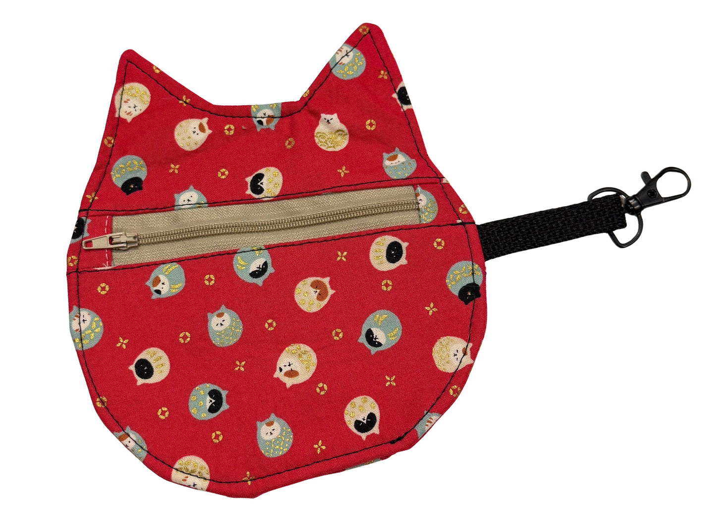 Cat Head Pouch | Notions, Coin, or Makeup Pouch Made from Japanese Fabrics in Alberta, Canada