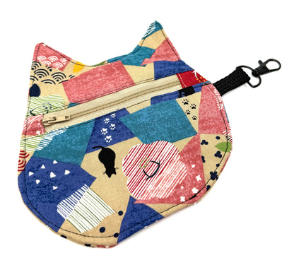 Cat Head Pouch | Notions, Coin, or Makeup Pouch Made from Japanese Fabrics in Alberta, Canada