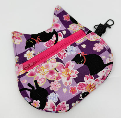 Cat Head Pouch | Notions, Coin, or Makeup Pouch Made from Japanese Fabrics in Alberta, Canada