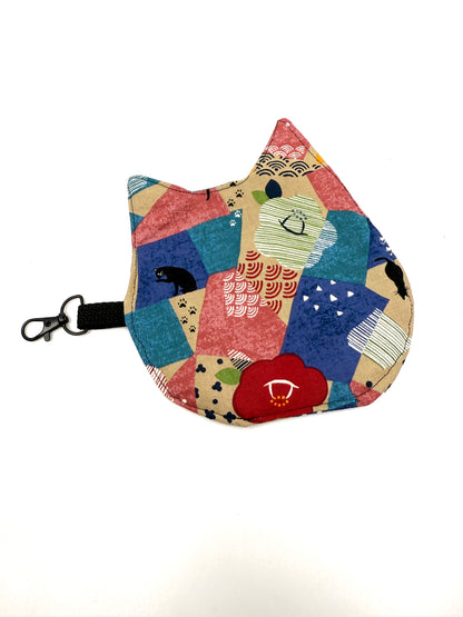 Cat Head Pouch | Notions, Coin, or Makeup Pouch Made from Japanese Fabrics in Alberta, Canada