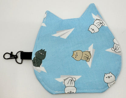 Cat Head Pouch | Notions, Coin, or Makeup Pouch Made from Japanese Fabrics in Alberta, Canada