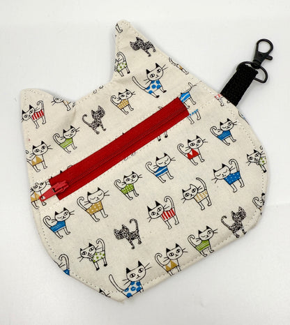 Cat Head Pouch | Notions, Coin, or Makeup Pouch Made from Japanese Fabrics in Alberta, Canada