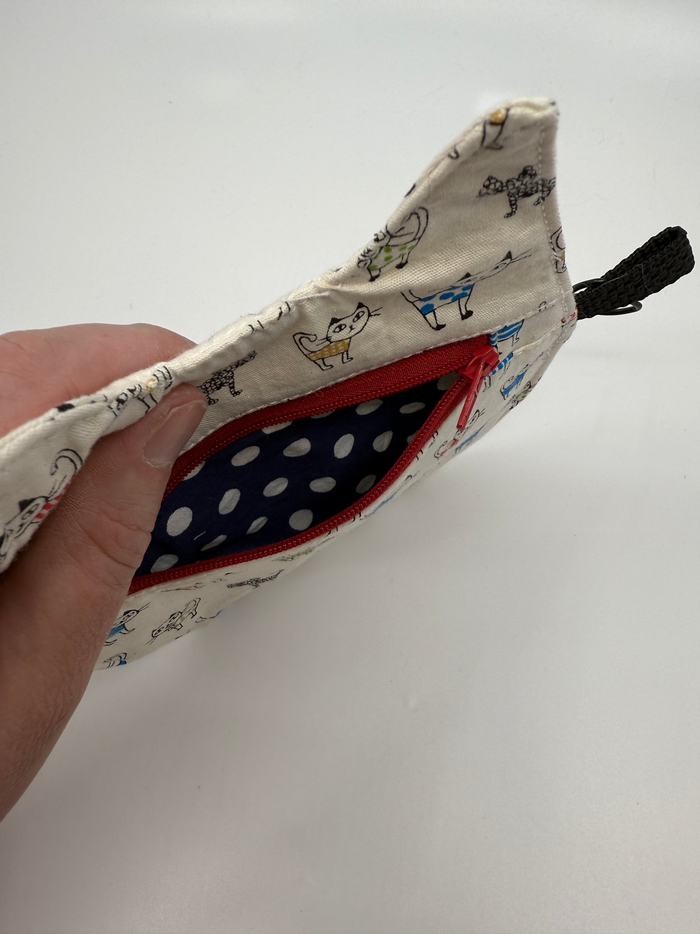 Cat Head Pouch | Notions, Coin, or Makeup Pouch Made from Japanese Fabrics in Alberta, Canada