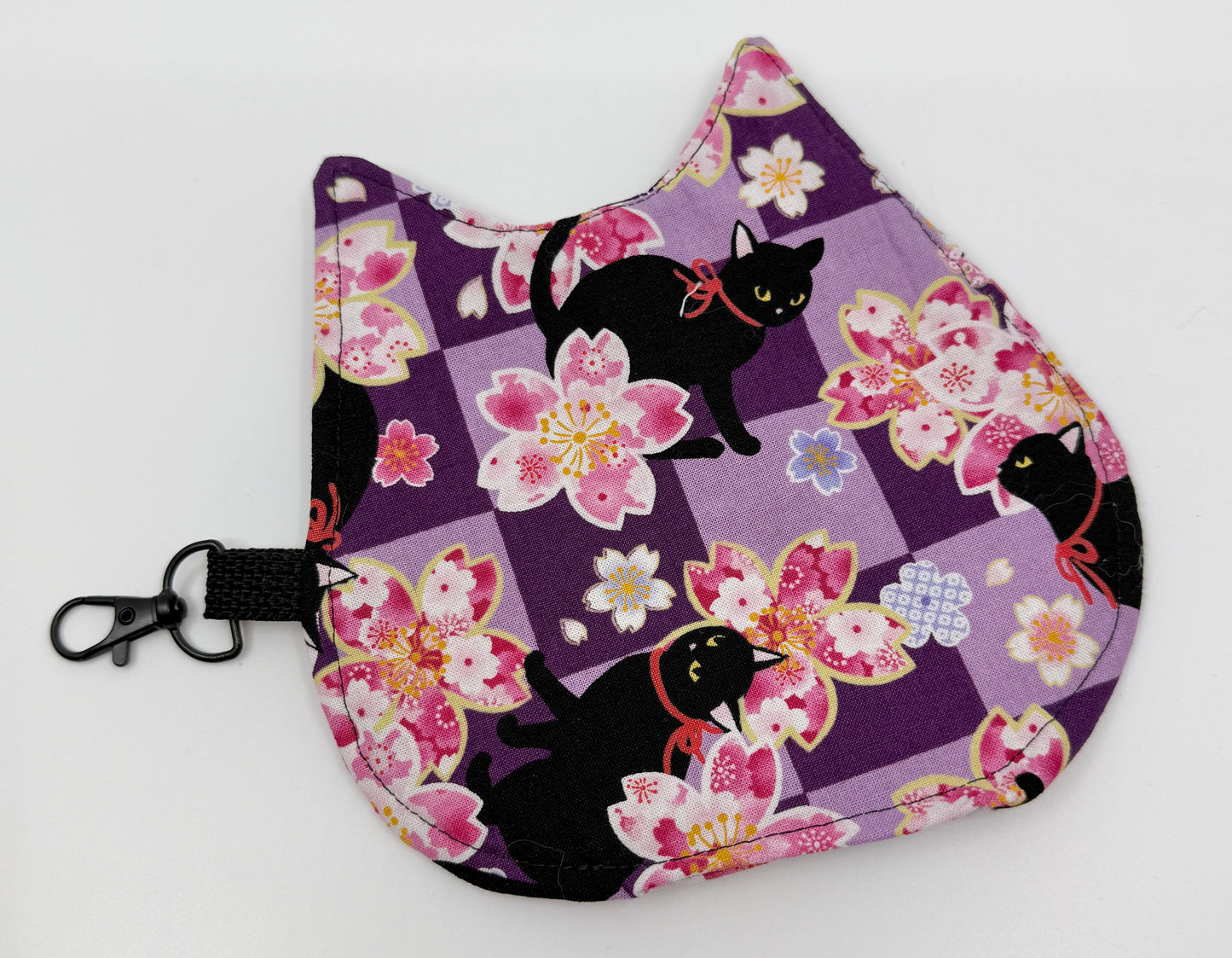 Cat Head Pouch | Notions, Coin, or Makeup Pouch Made from Japanese Fabrics in Alberta, Canada