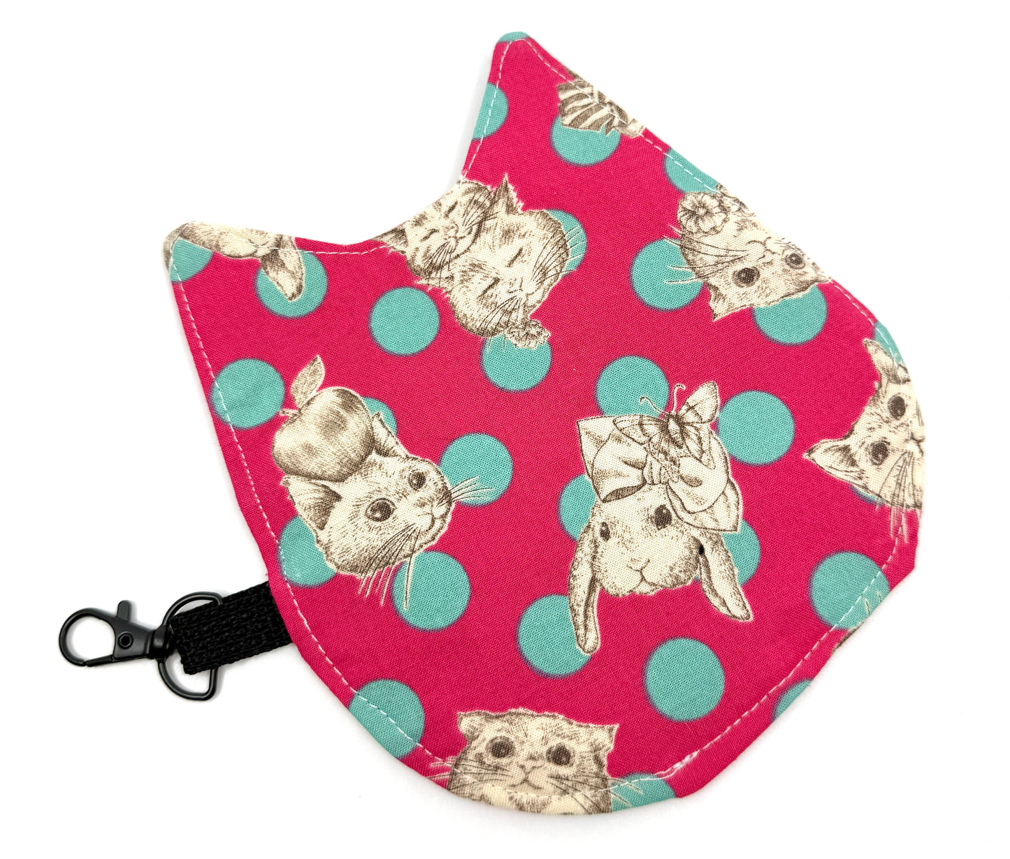 Cat Head Pouch | Notions, Coin, or Makeup Pouch Made from Japanese Fabrics in Alberta, Canada