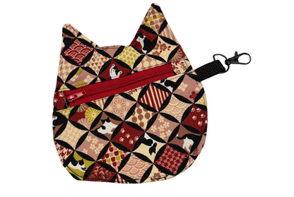 Cat Head Pouch | Notions, Coin, or Makeup Pouch Made from Japanese Fabrics in Alberta, Canada